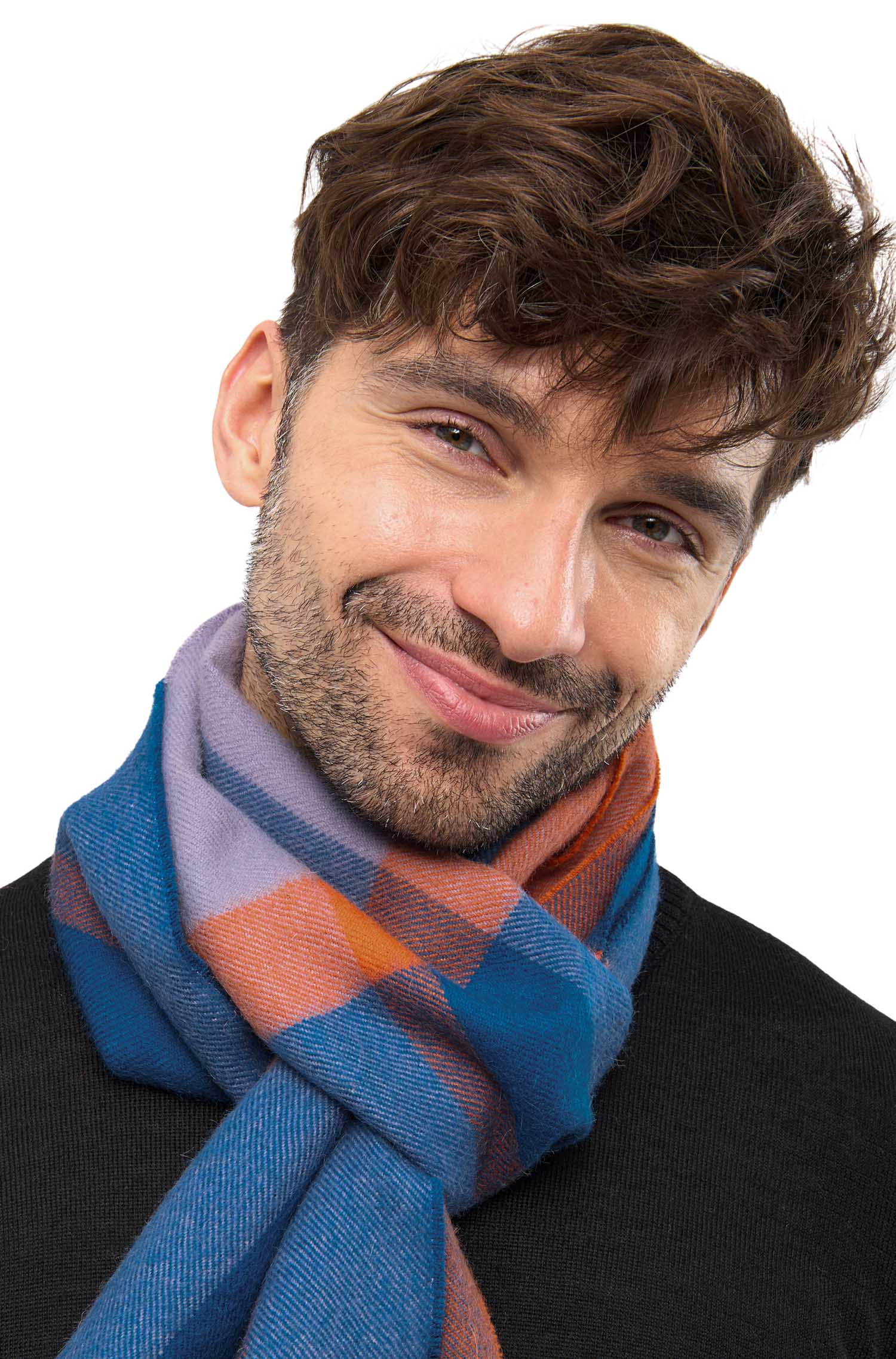Alpaka Webschal ALEGRO-blau/orange