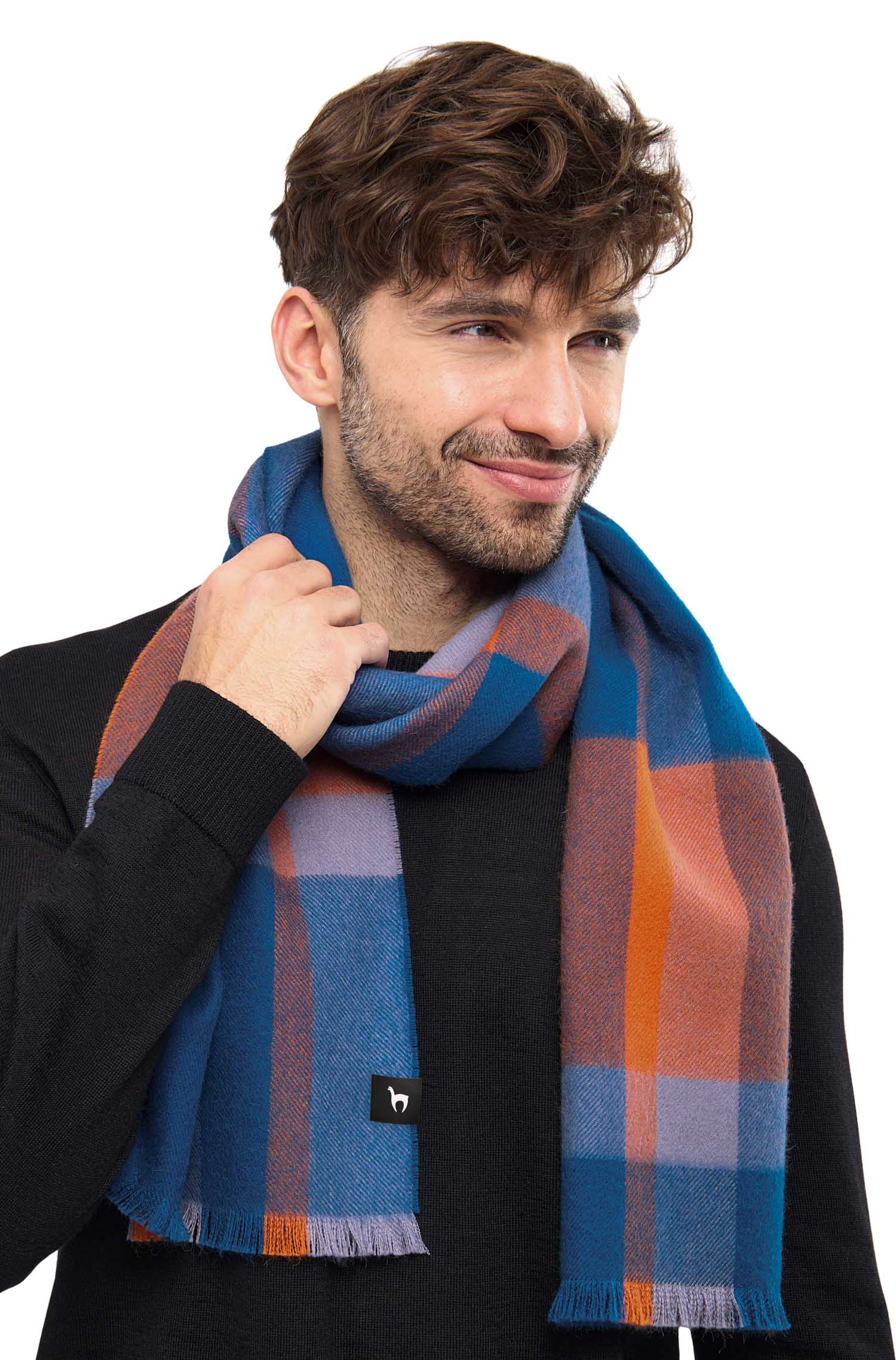 Alpaka Webschal ALEGRO-blau/orange
