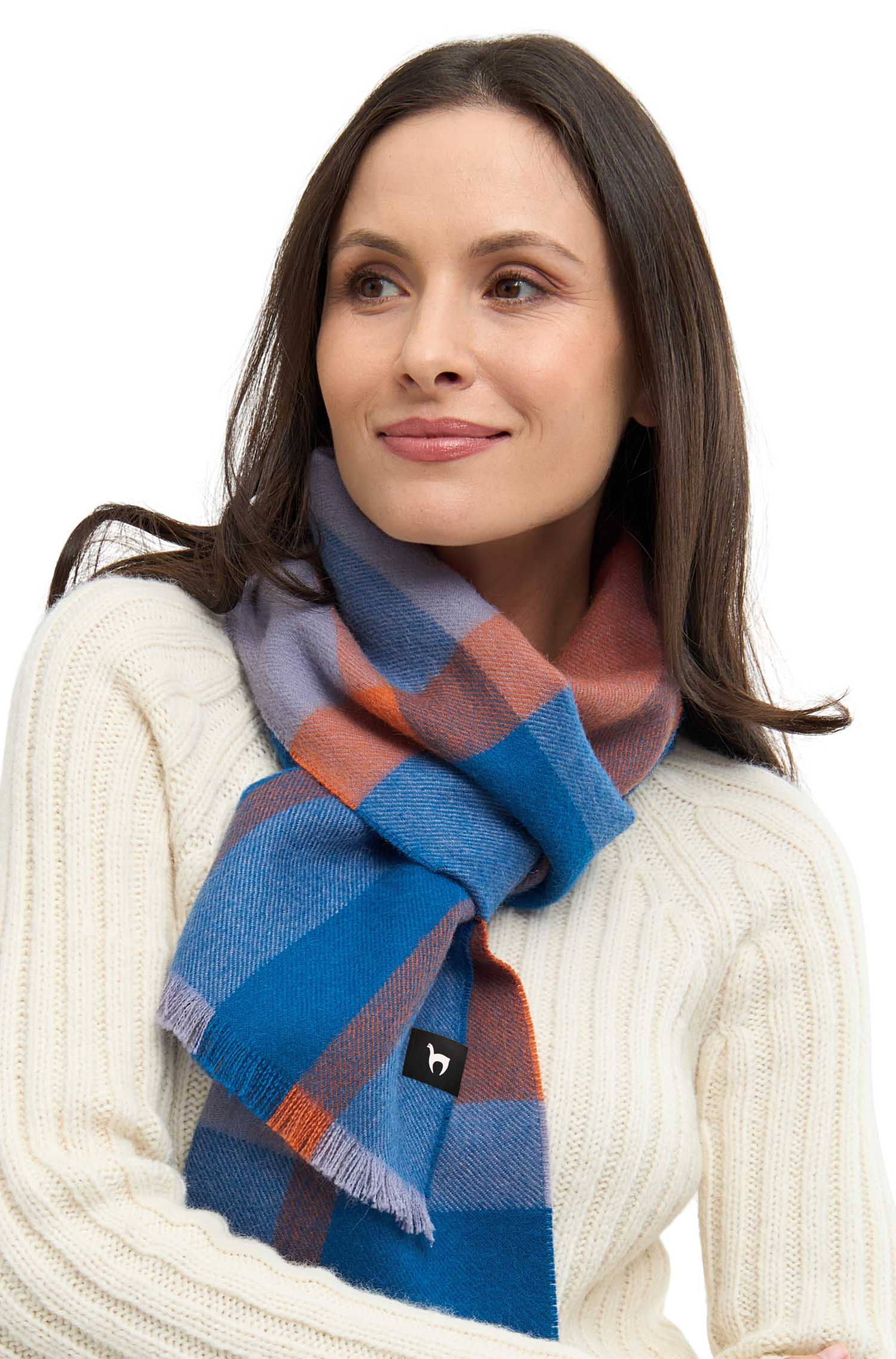 Alpaka Webschal ALEGRO-blau/orange