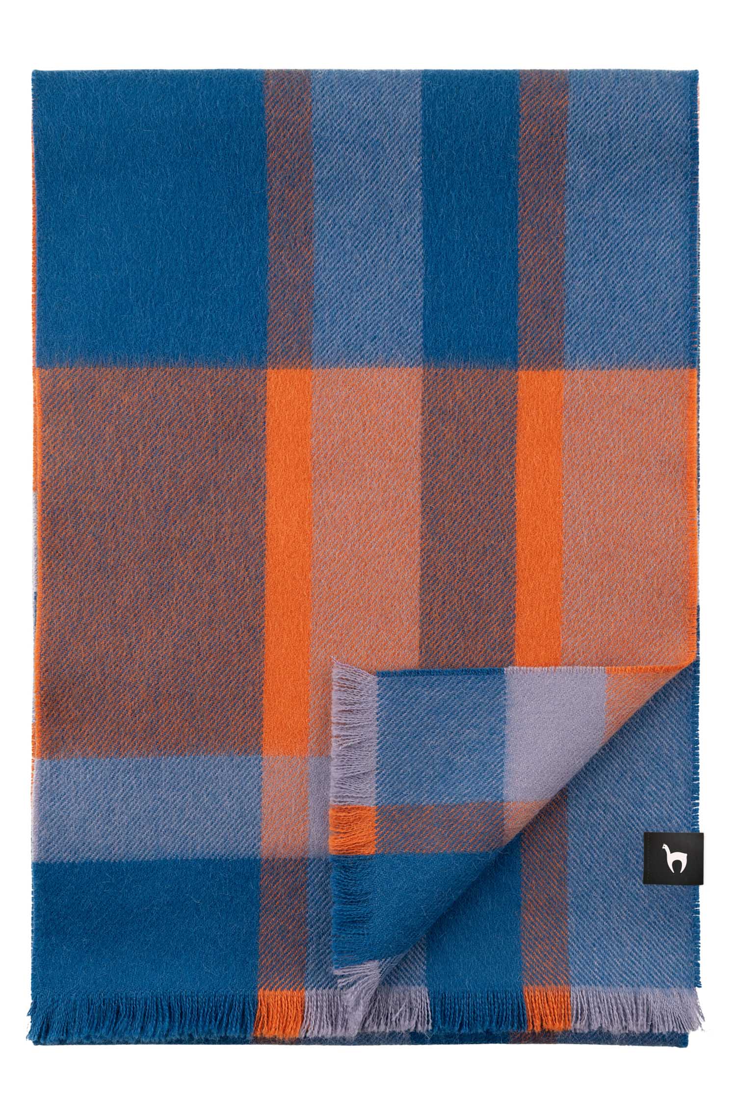 Alpaka Webschal ALEGRO-blau/orange