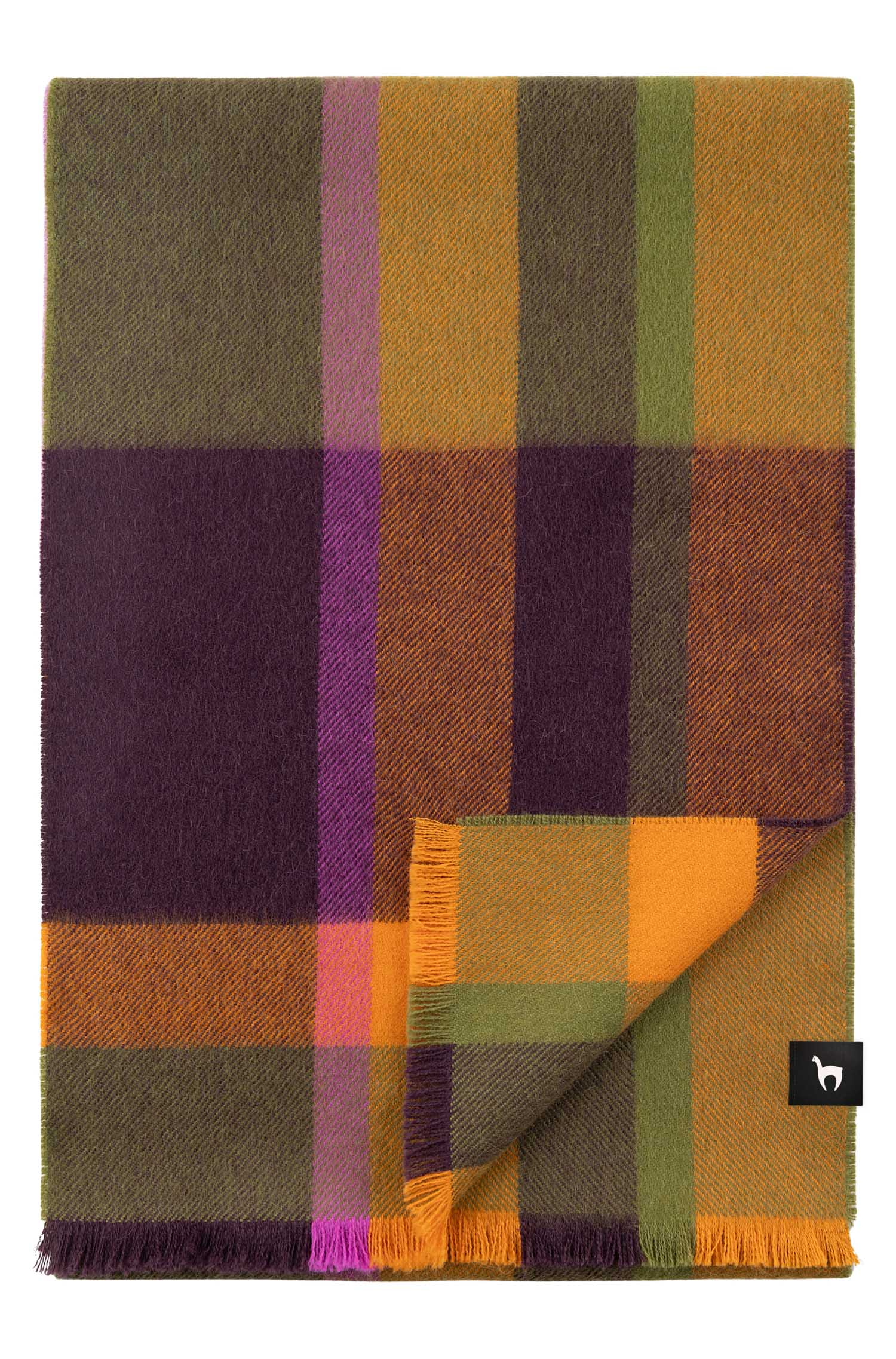 Alpaka Webschal ALEGRO-khaki/pink