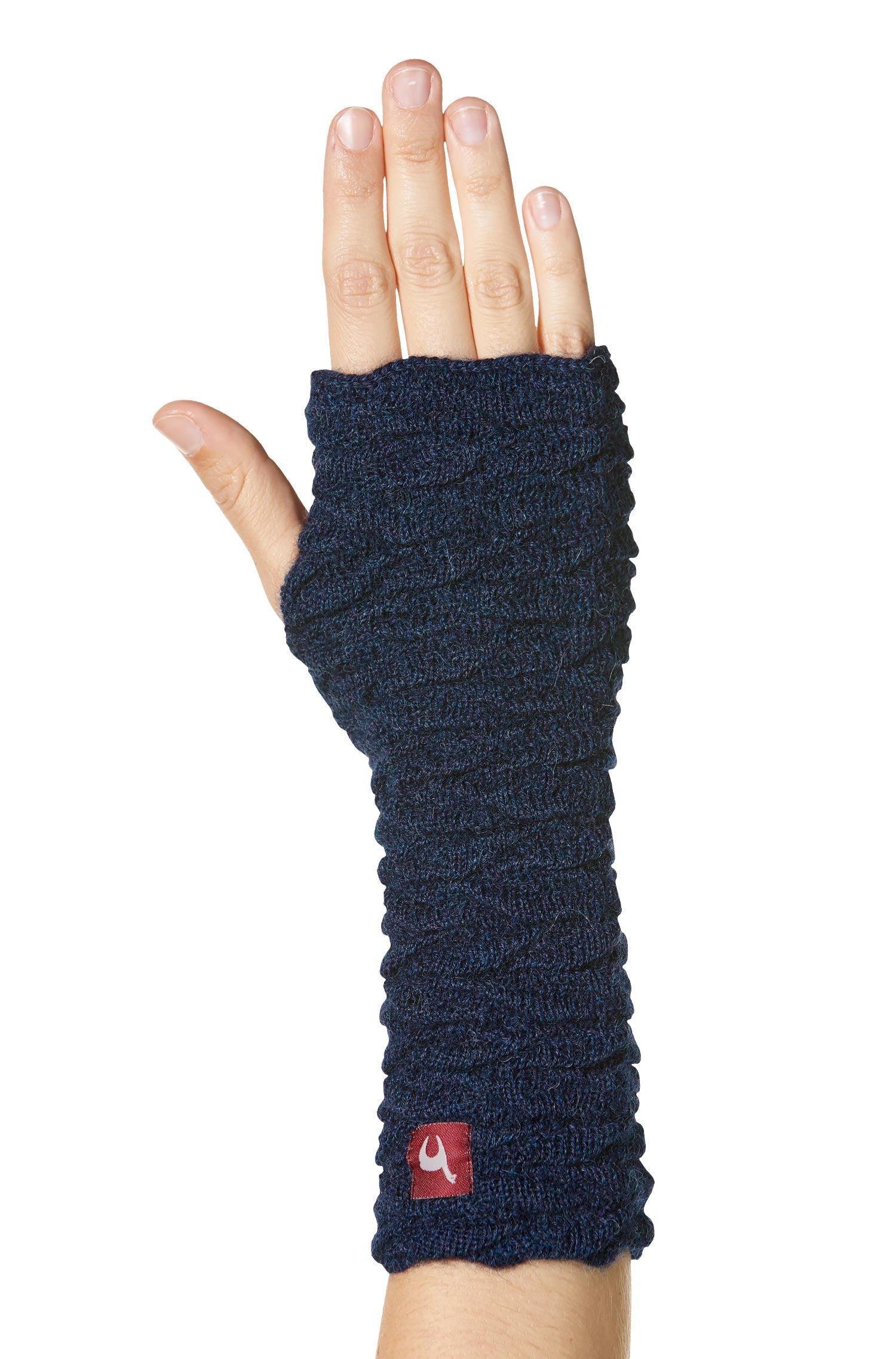 Alpaka Armstulpen BIESEN-blau meliert