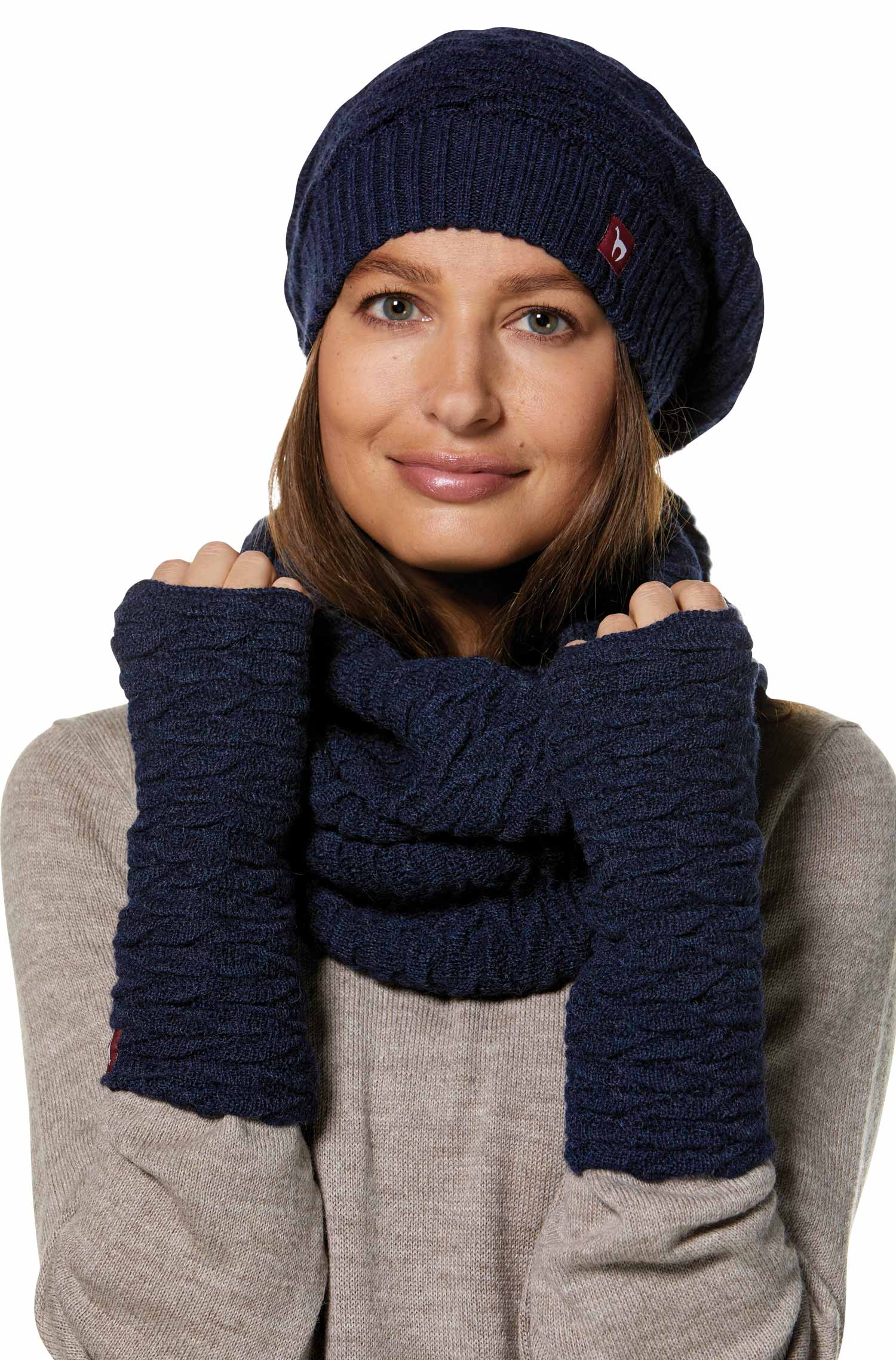 Alpaka Armstulpen BIESEN-blau meliert