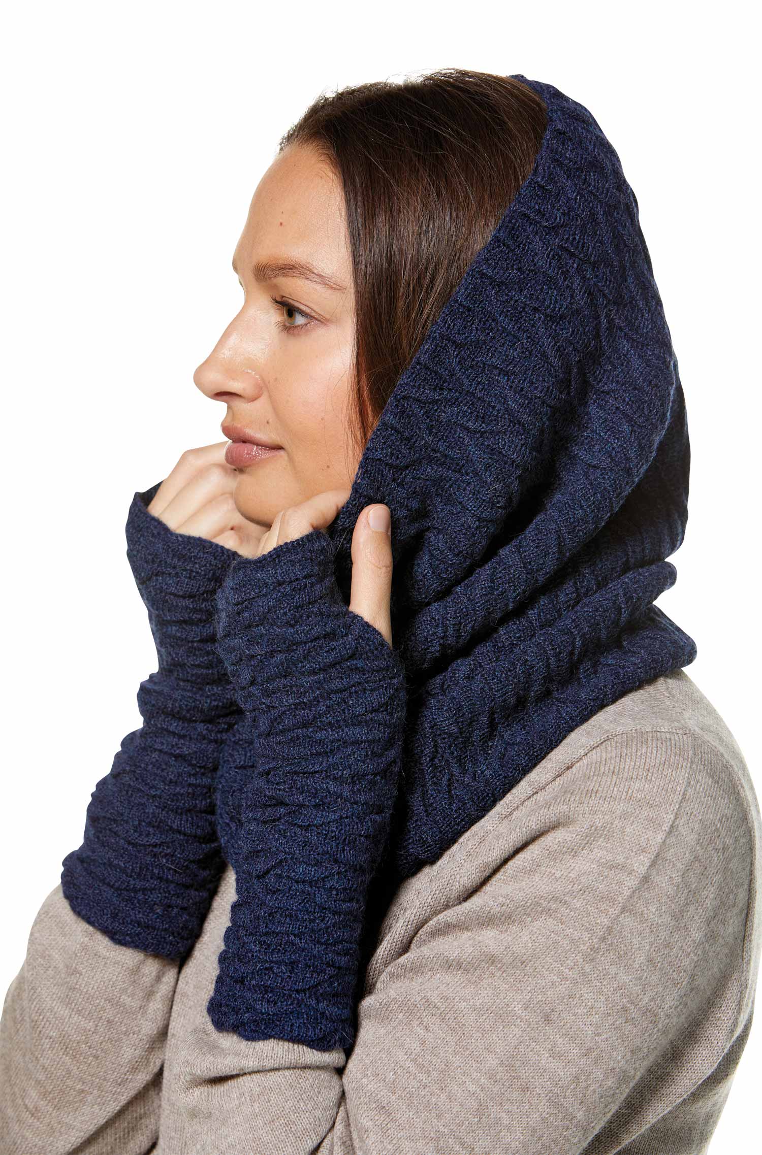 Alpaka Armstulpen BIESEN-blau meliert