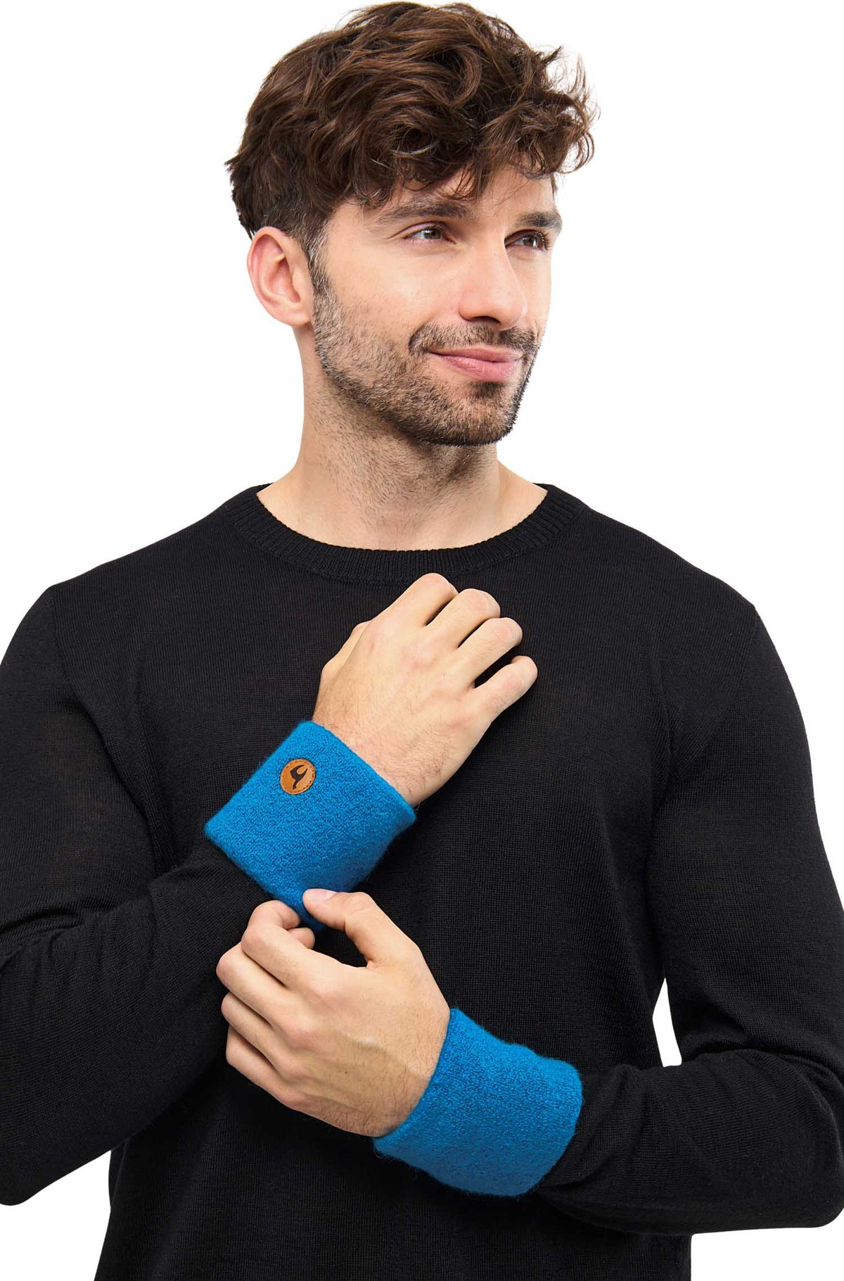 Alpaka Pulswärmer STRETCH-azurblau