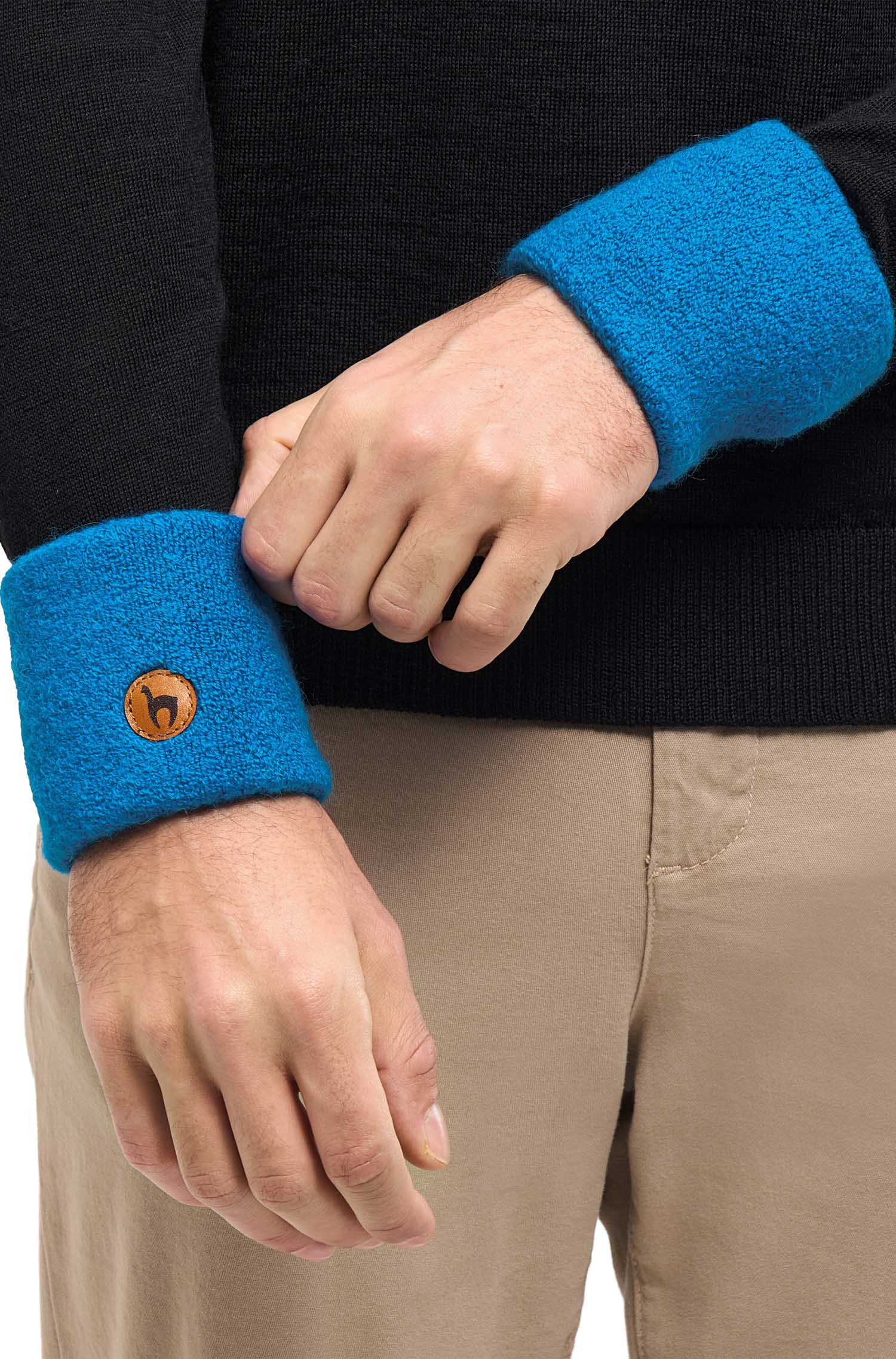 Alpaka Pulswärmer STRETCH-azurblau