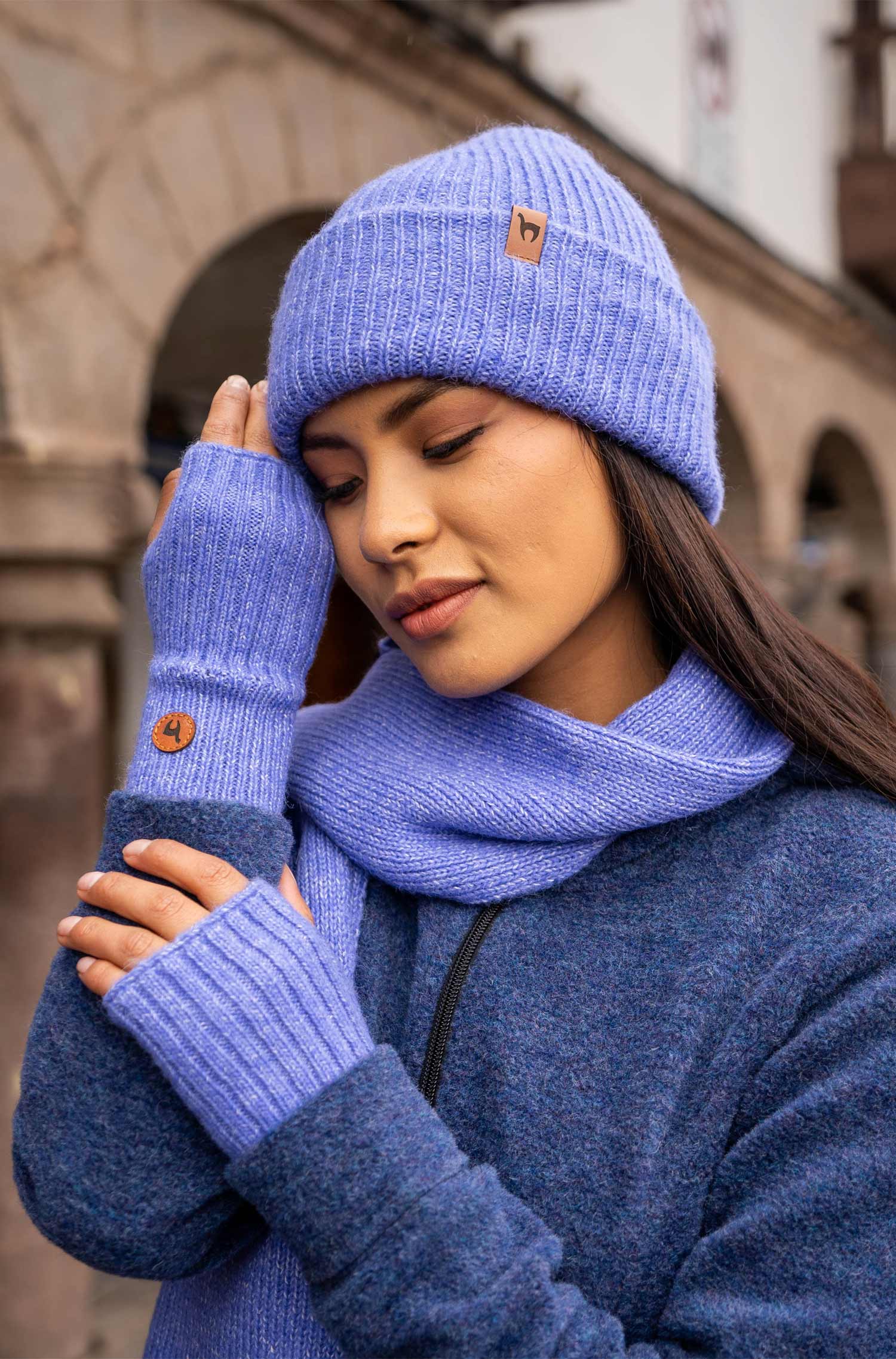 Alpaka Pulswärmer PACA-kornblume