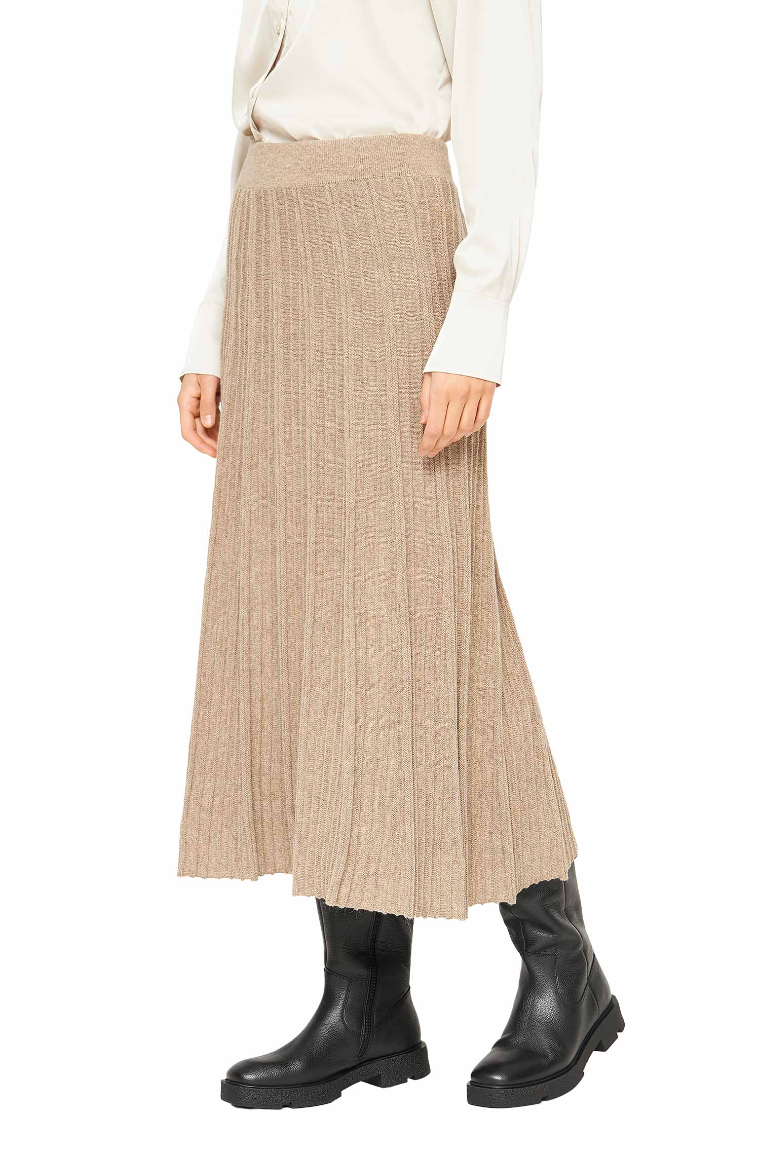 Alpaka Plissee Rock STELLA-sand