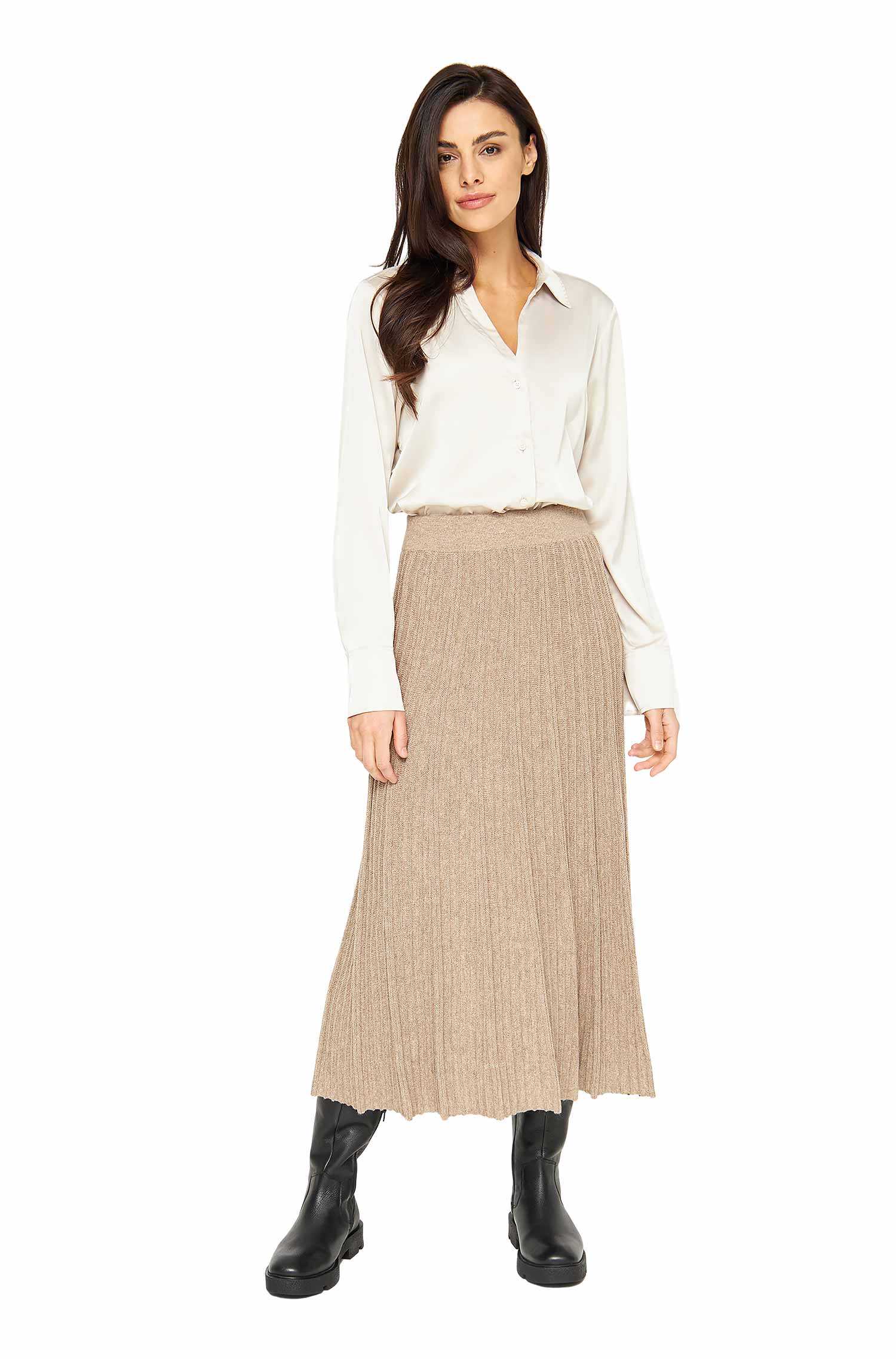 Alpaka Plissee Rock STELLA-sand