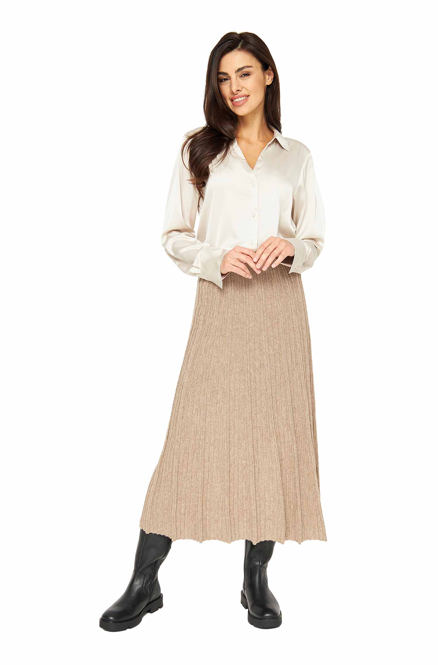 Alpaka Plissee Rock STELLA-sand