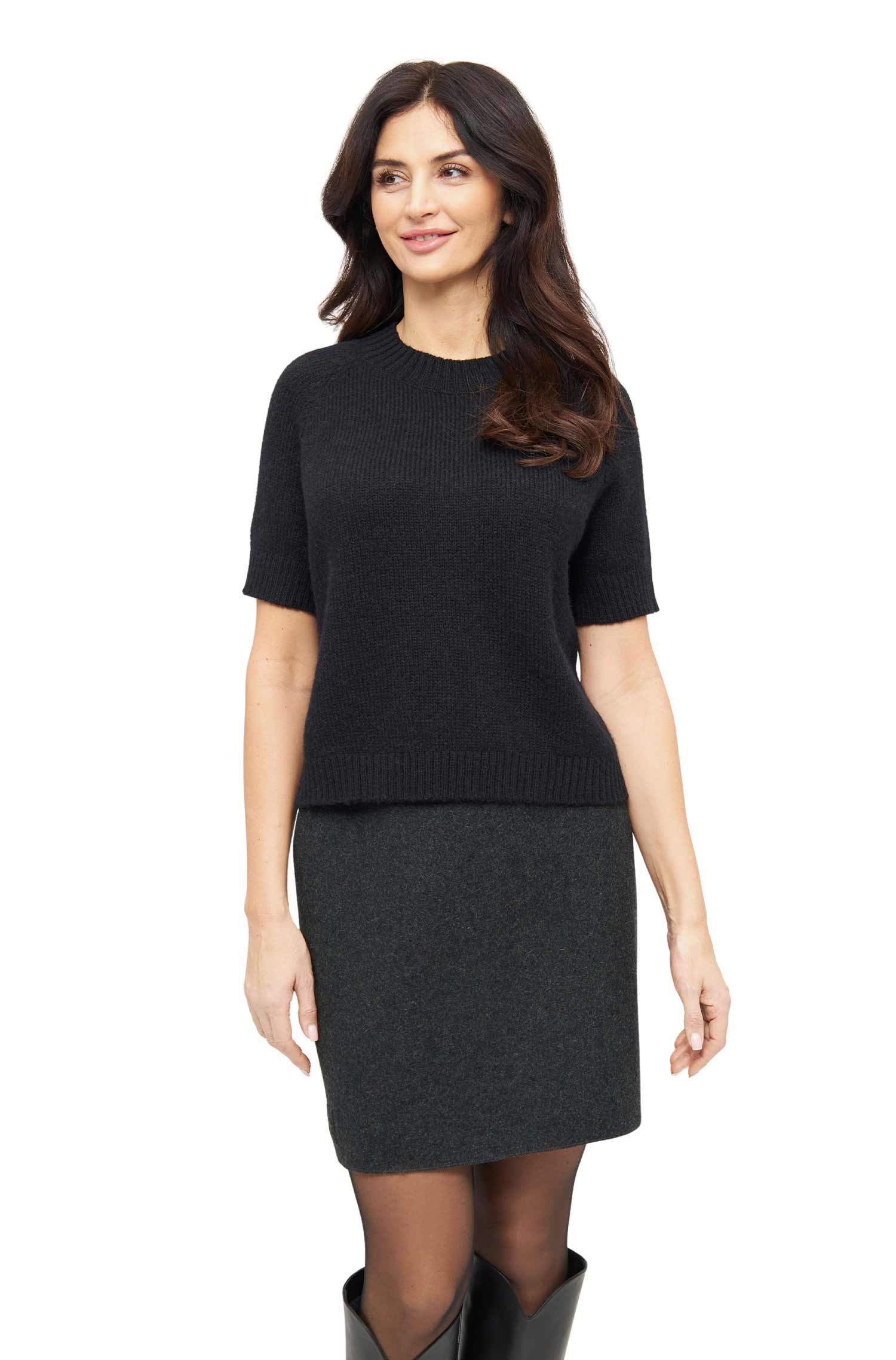 Alpaka Minirock COSTA | wendbar-schwarz/waldgrün