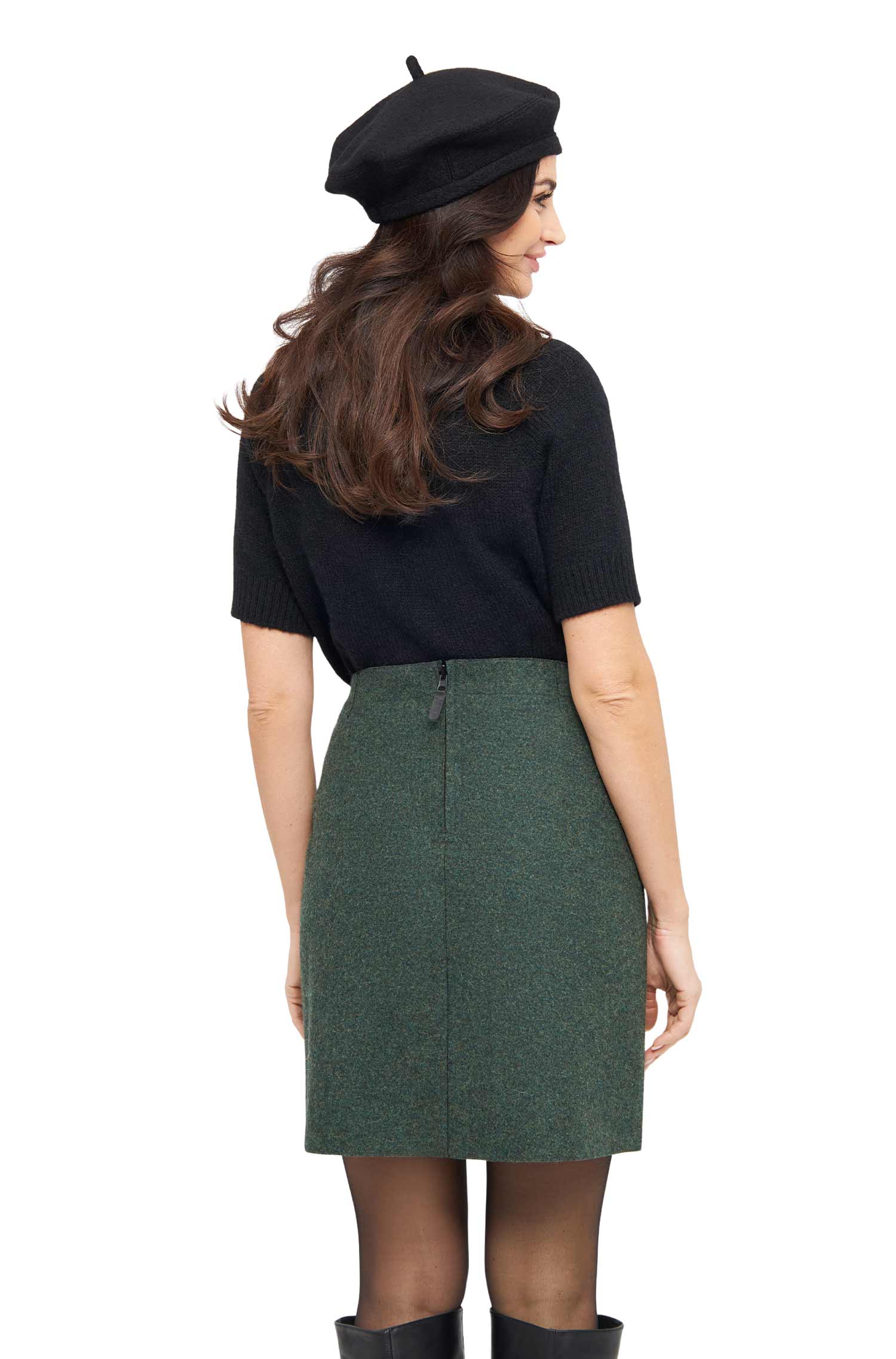 Alpaka Minirock COSTA | wendbar-schwarz/waldgrün