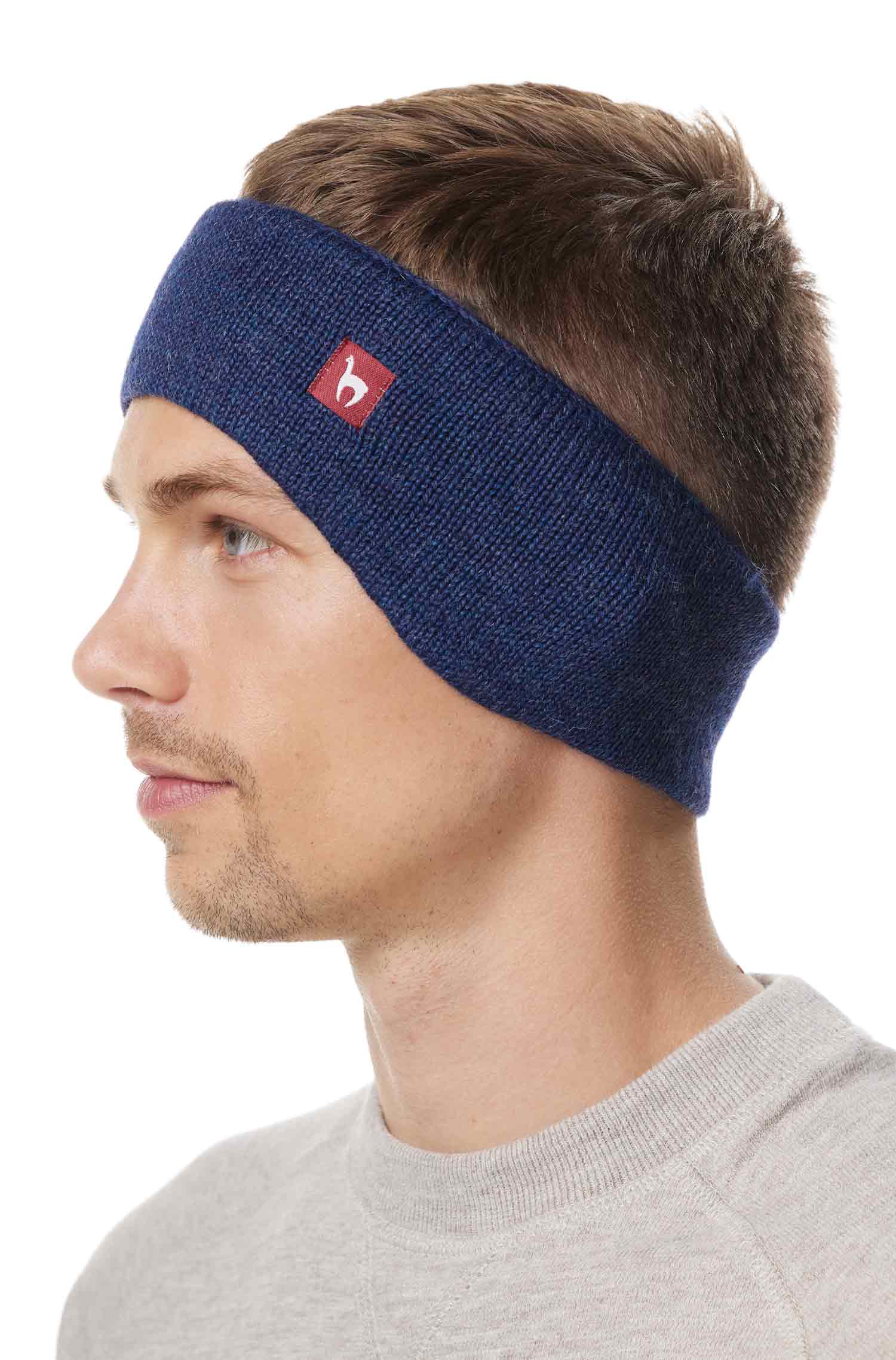 Alpaka Stirnband UNI-blau meliert