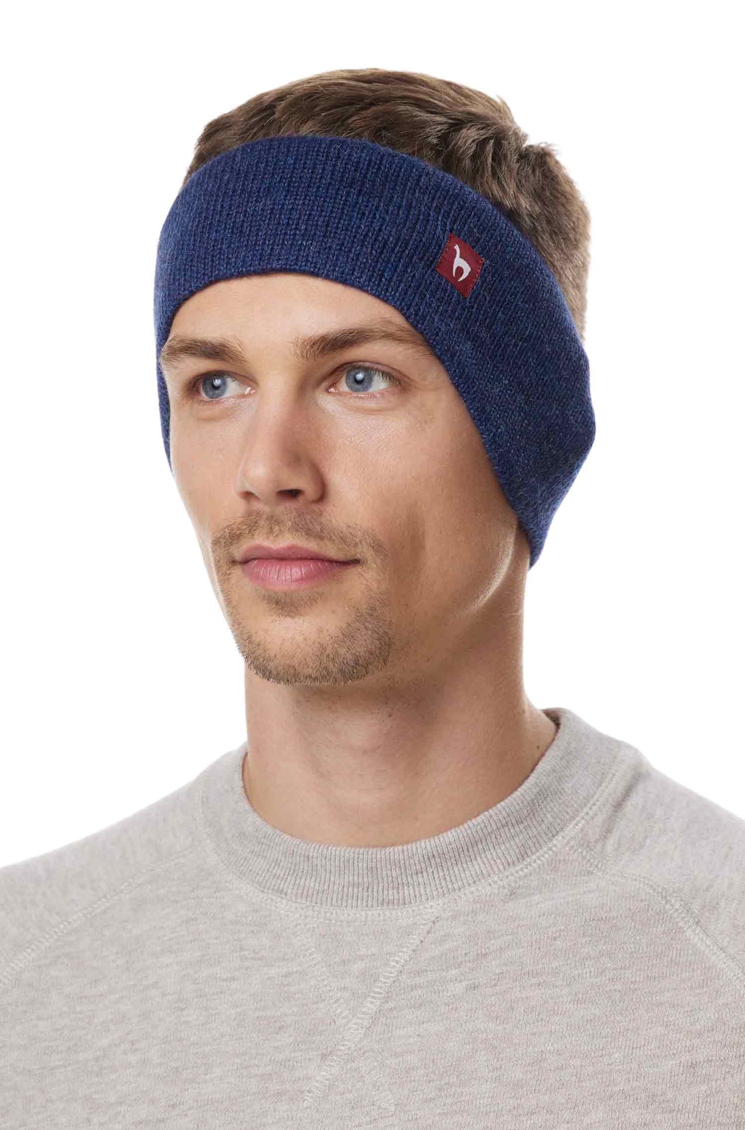 Alpaka Stirnband UNI-blau meliert