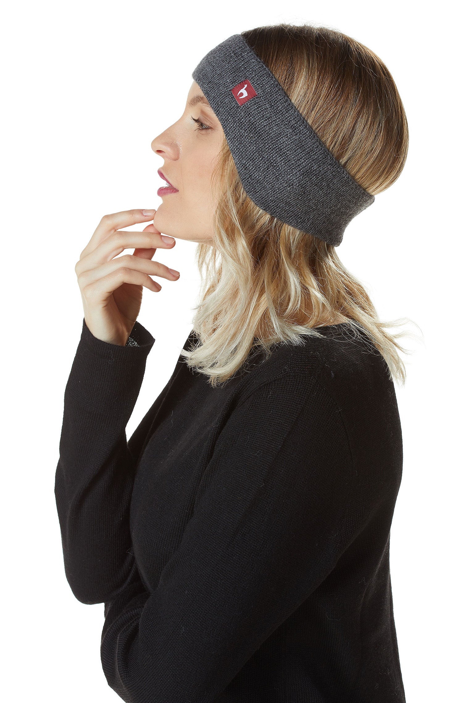 Alpaka Stirnband UNI-grau