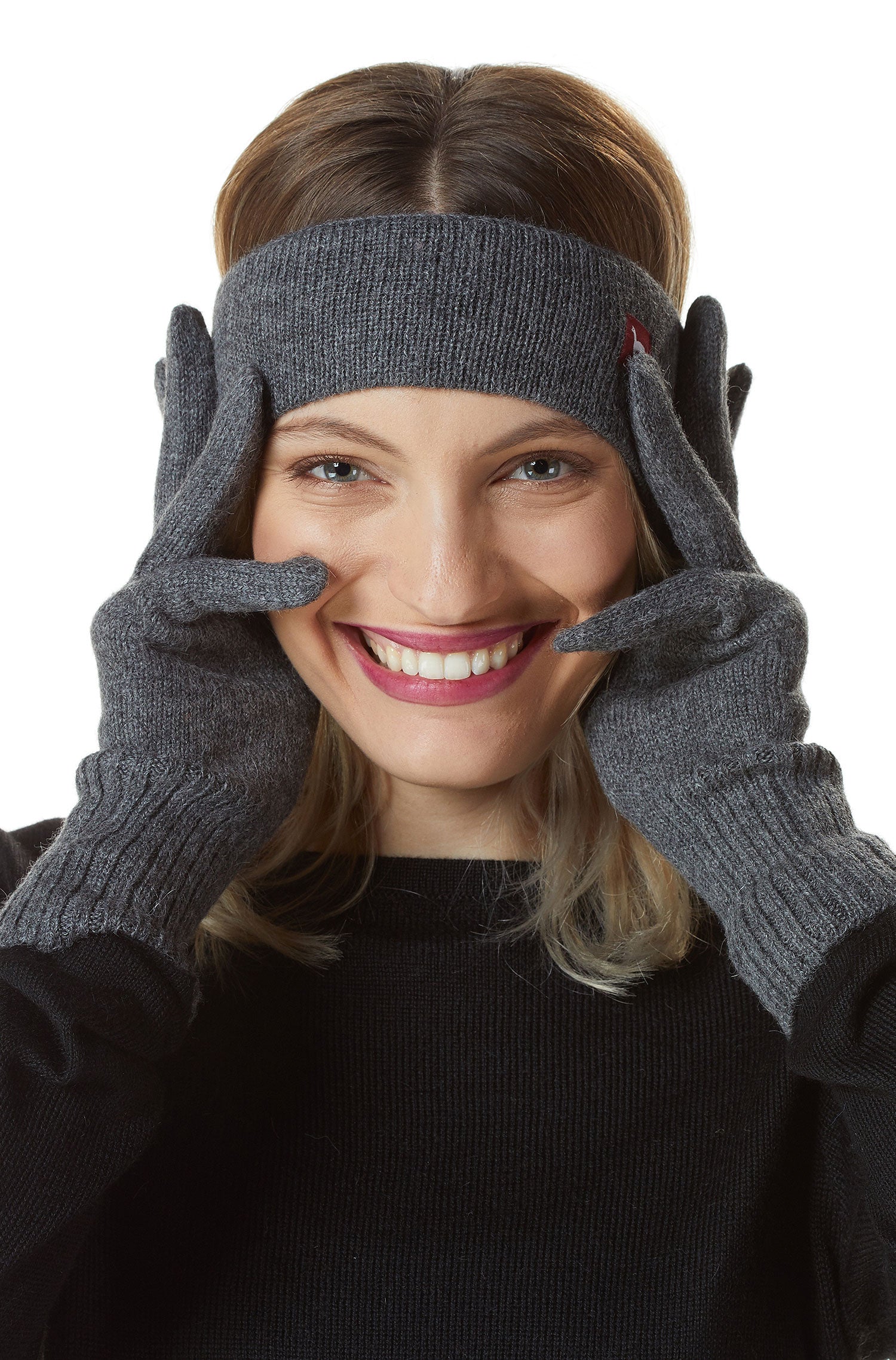 Alpaka Stirnband UNI-grau