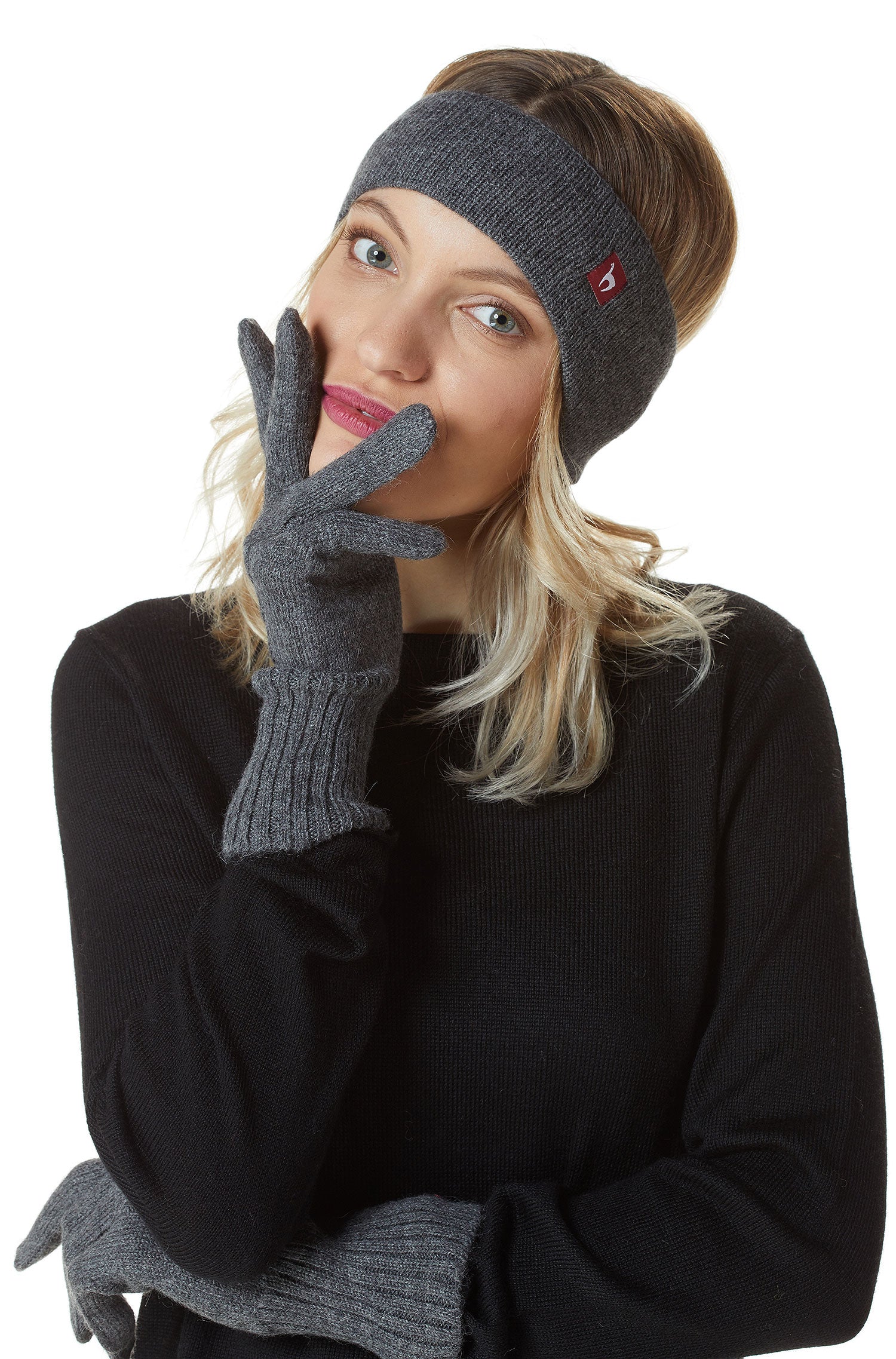 Alpaka Stirnband UNI-grau