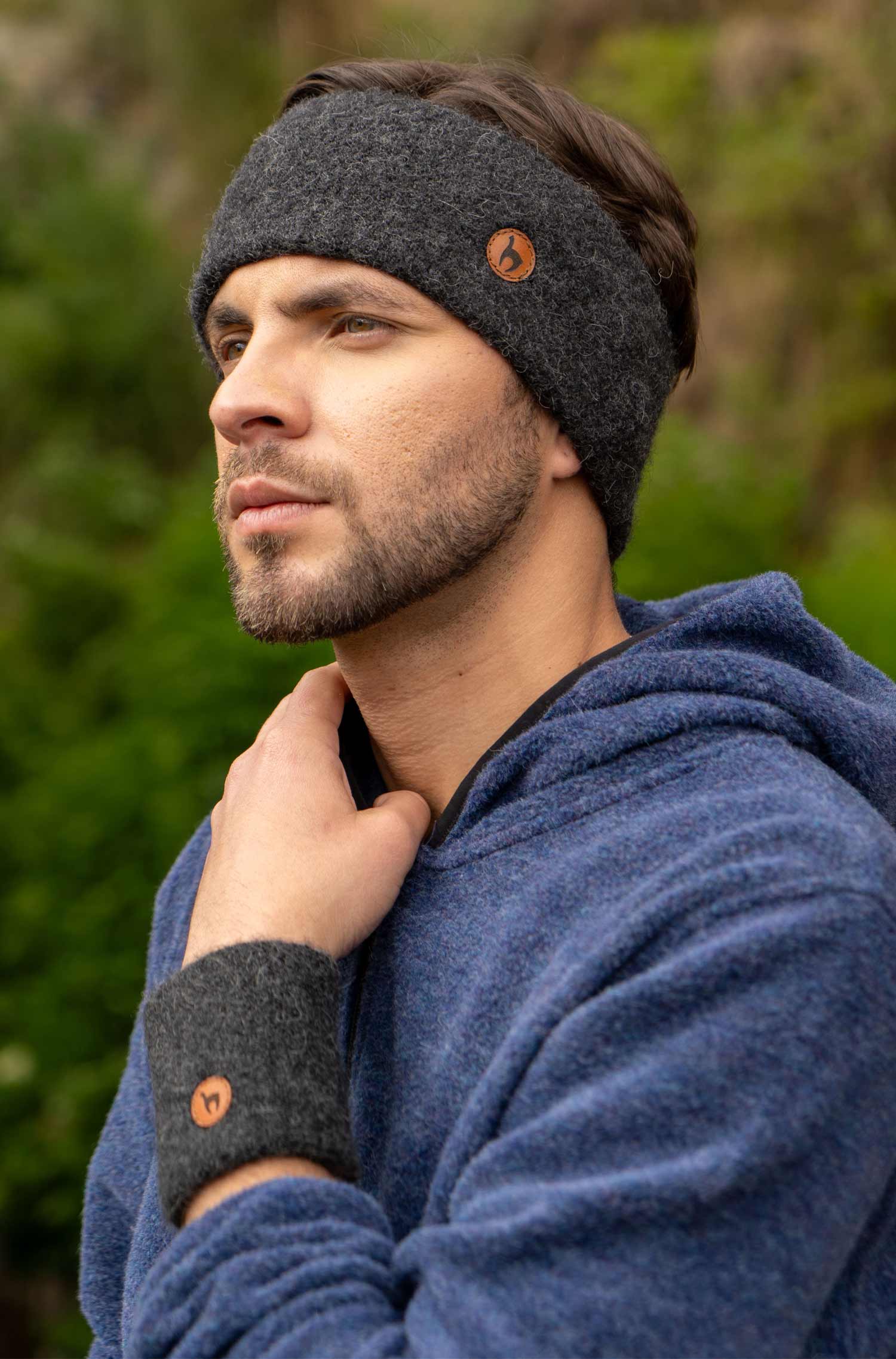 Alpaka Stirnband STRETCH-anthrazit