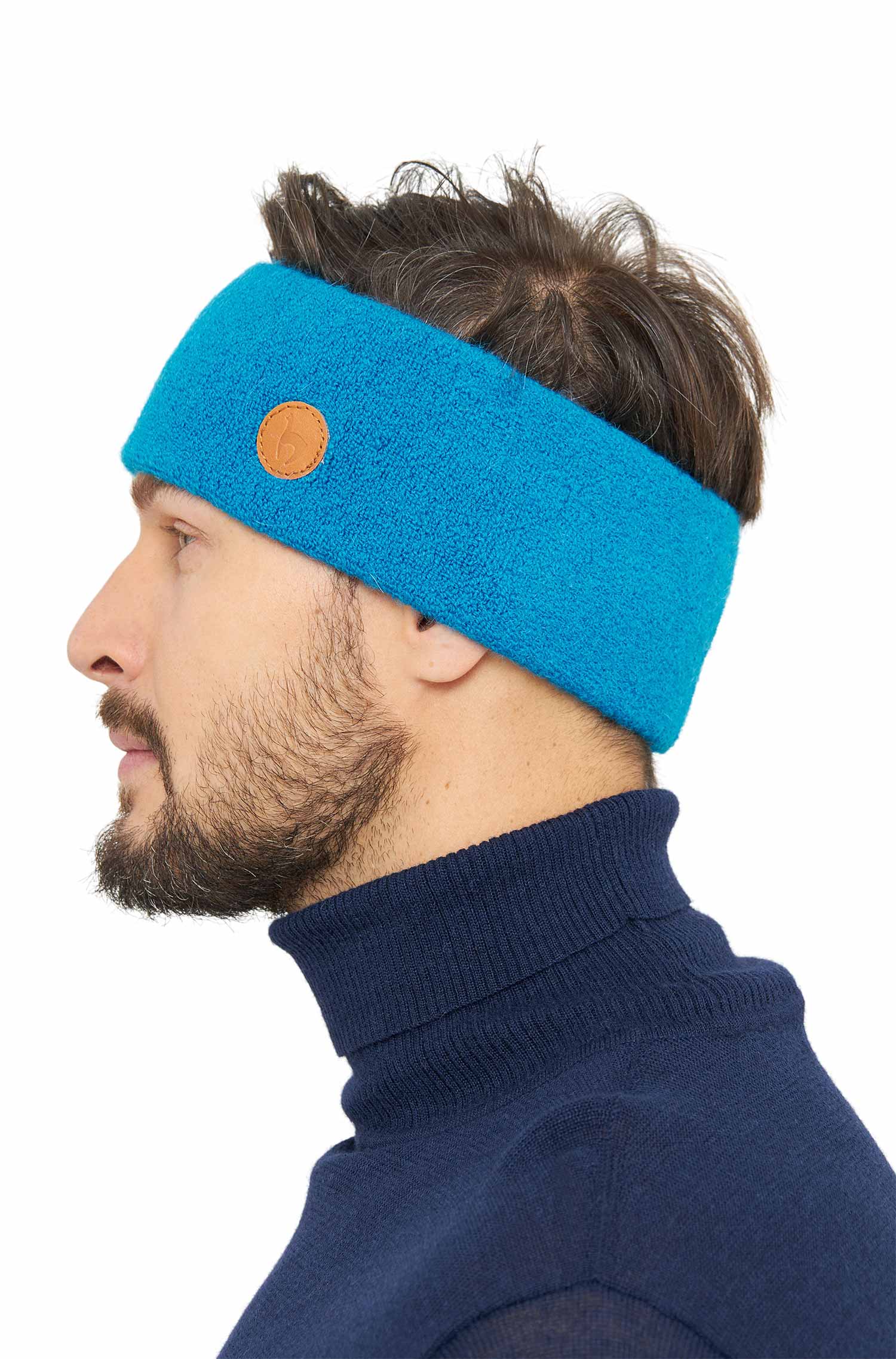 Alpaka Stirnband STRETCH-azurblau