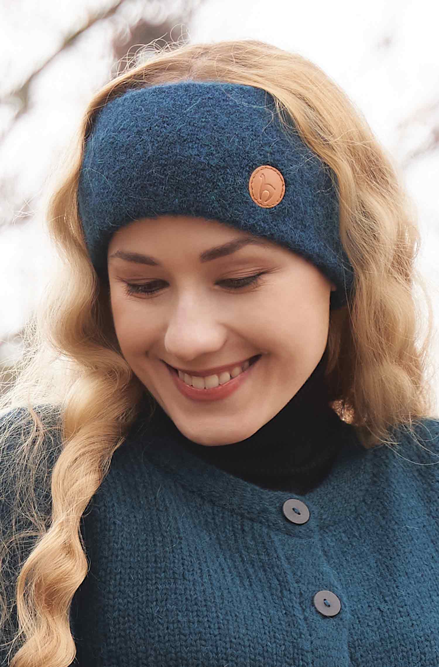 Alpaka Stirnband STRETCH-petrol