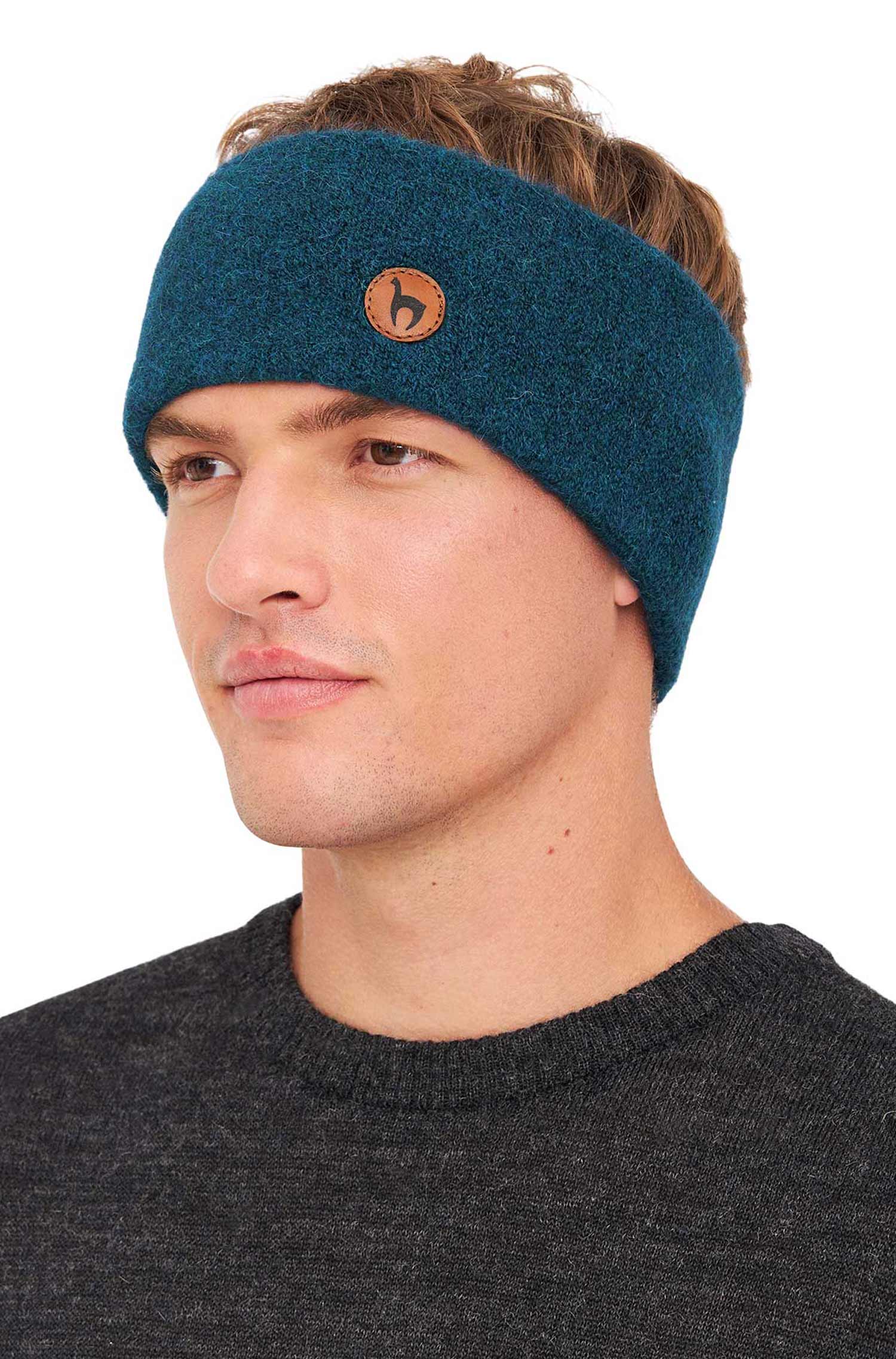 Alpaka Stirnband STRETCH-petrol