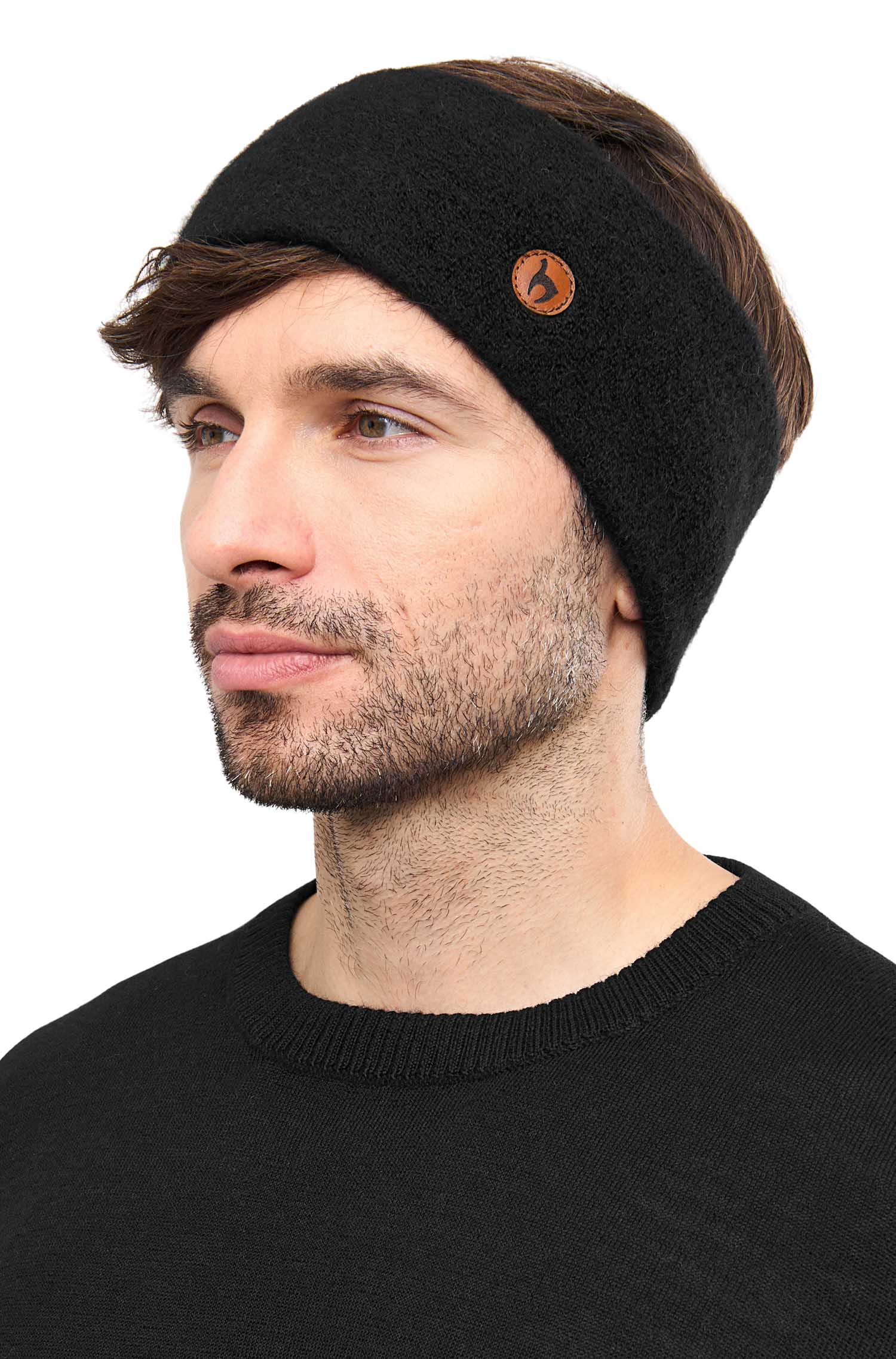 Alpaka Stirnband STRETCH-schwarz