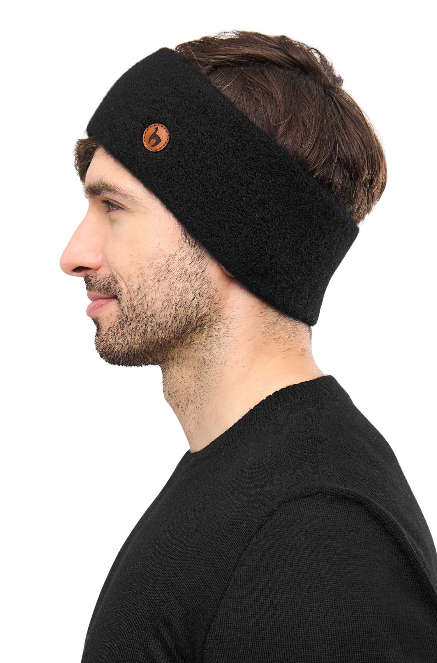 Alpaka Stirnband STRETCH-schwarz