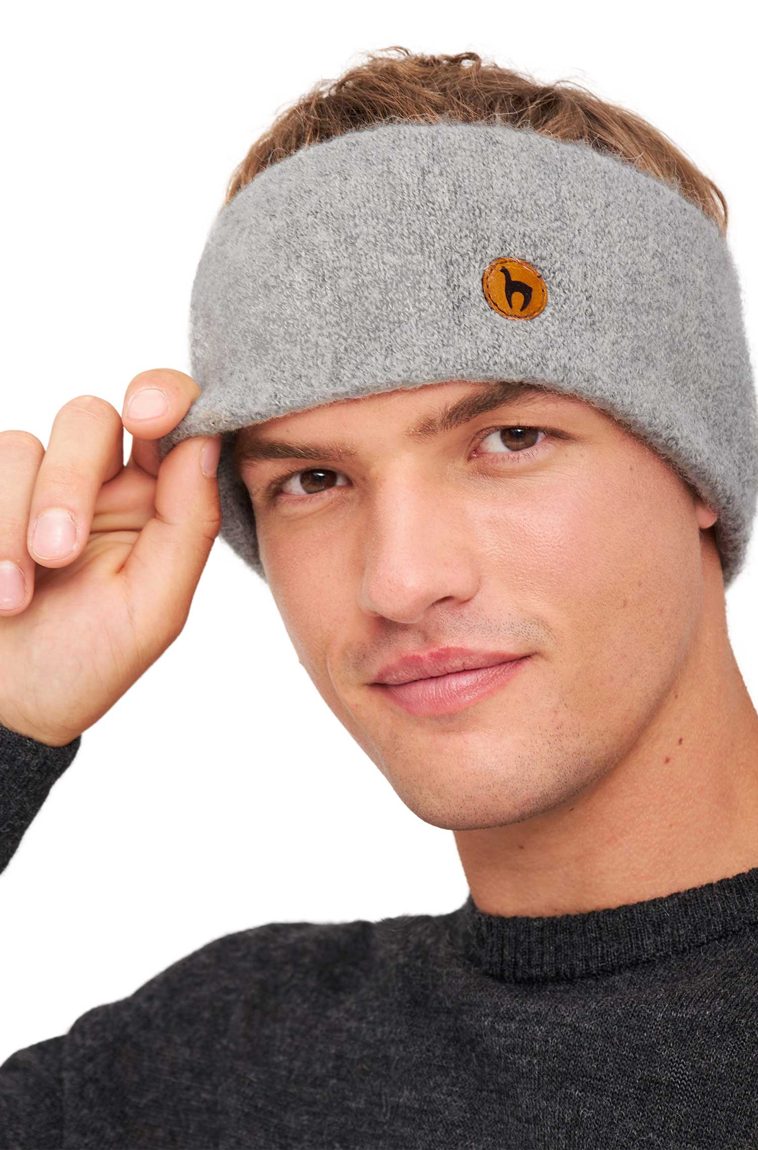 Alpaka Stirnband STRETCH-silbergrau