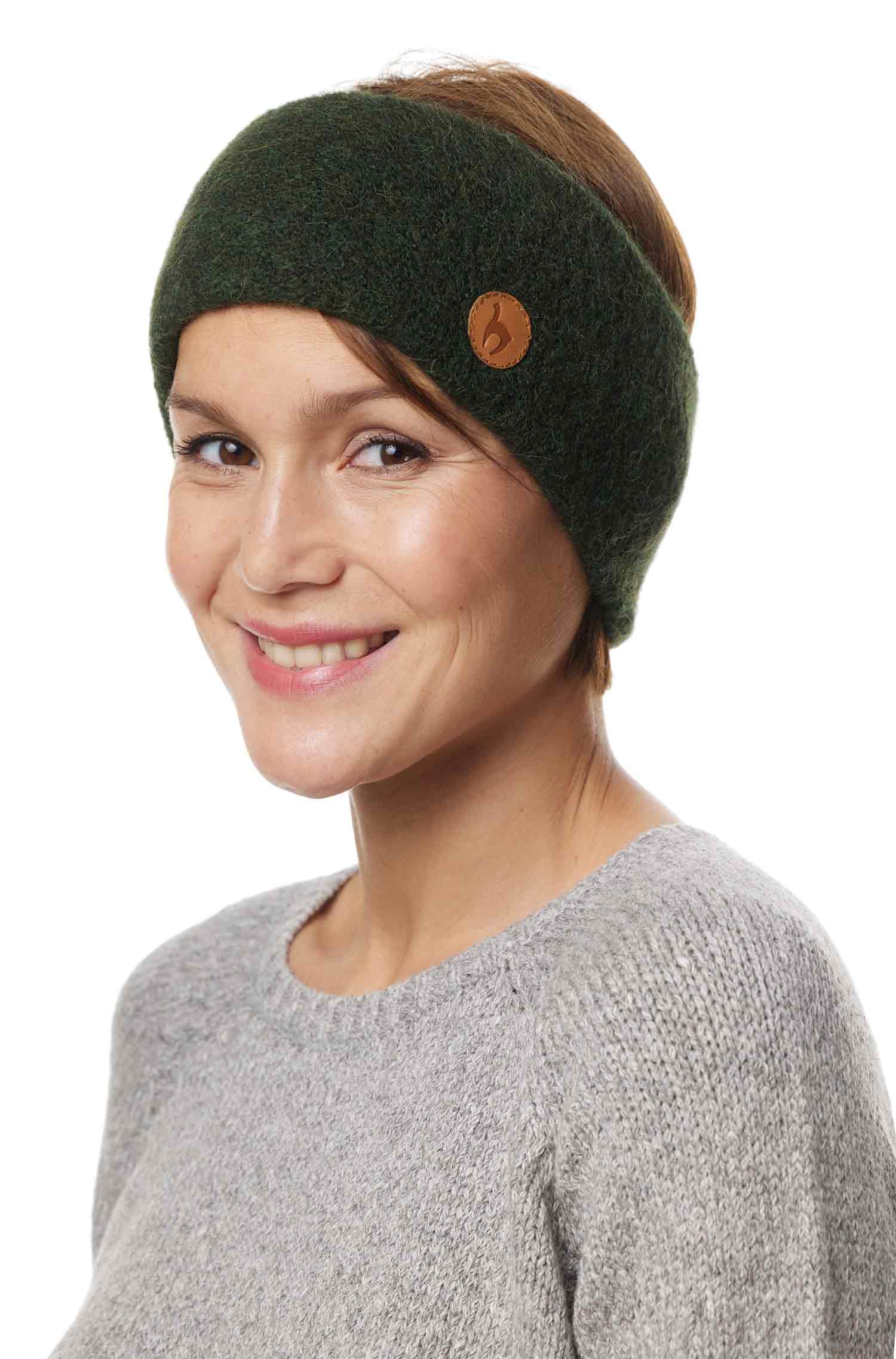 Alpaka Stirnband STRETCH-tannengrün