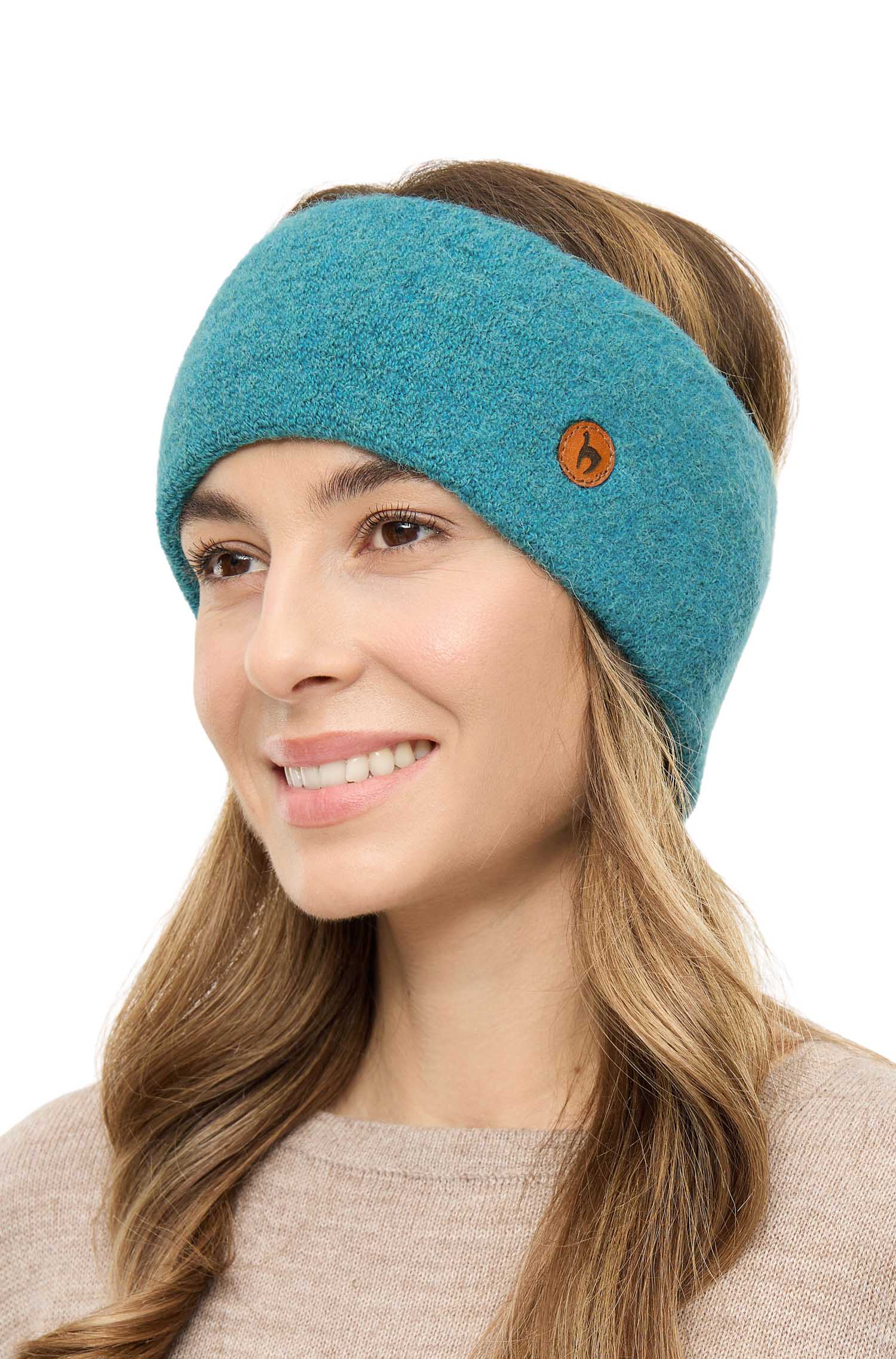 Alpaka Stirnband STRETCH-türkis