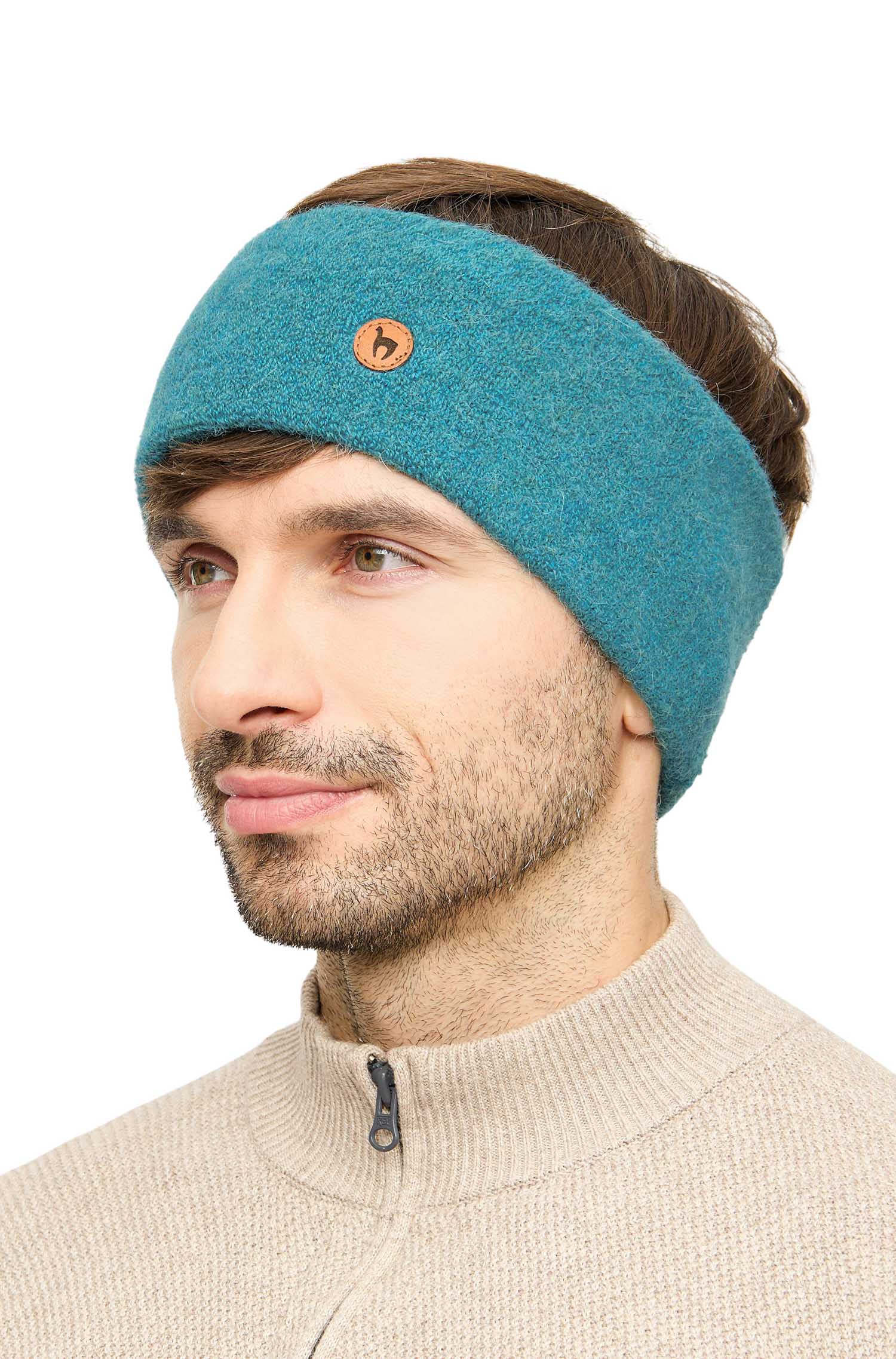 Alpaka Stirnband STRETCH-türkis