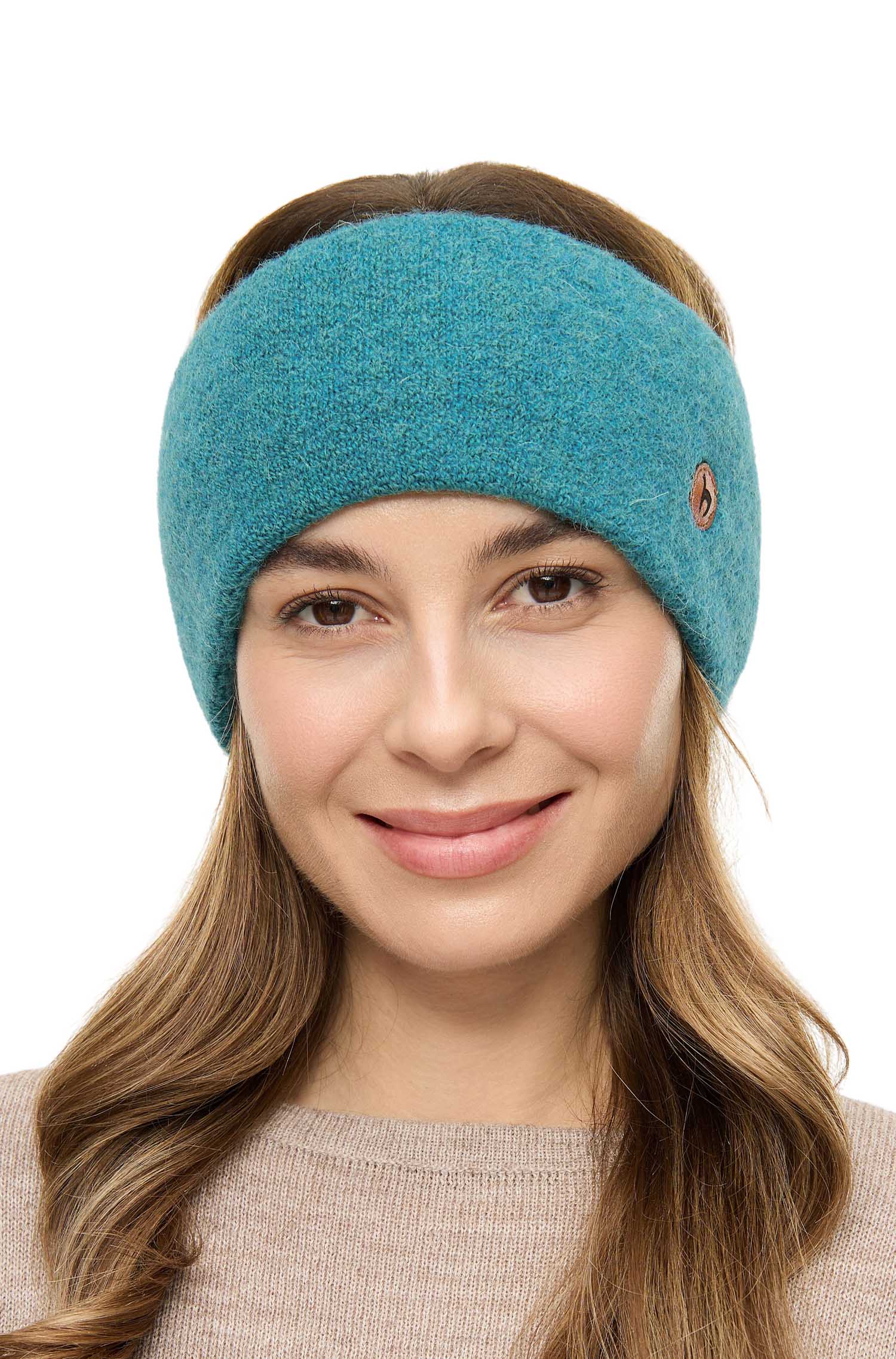 Alpaka Stirnband STRETCH-türkis