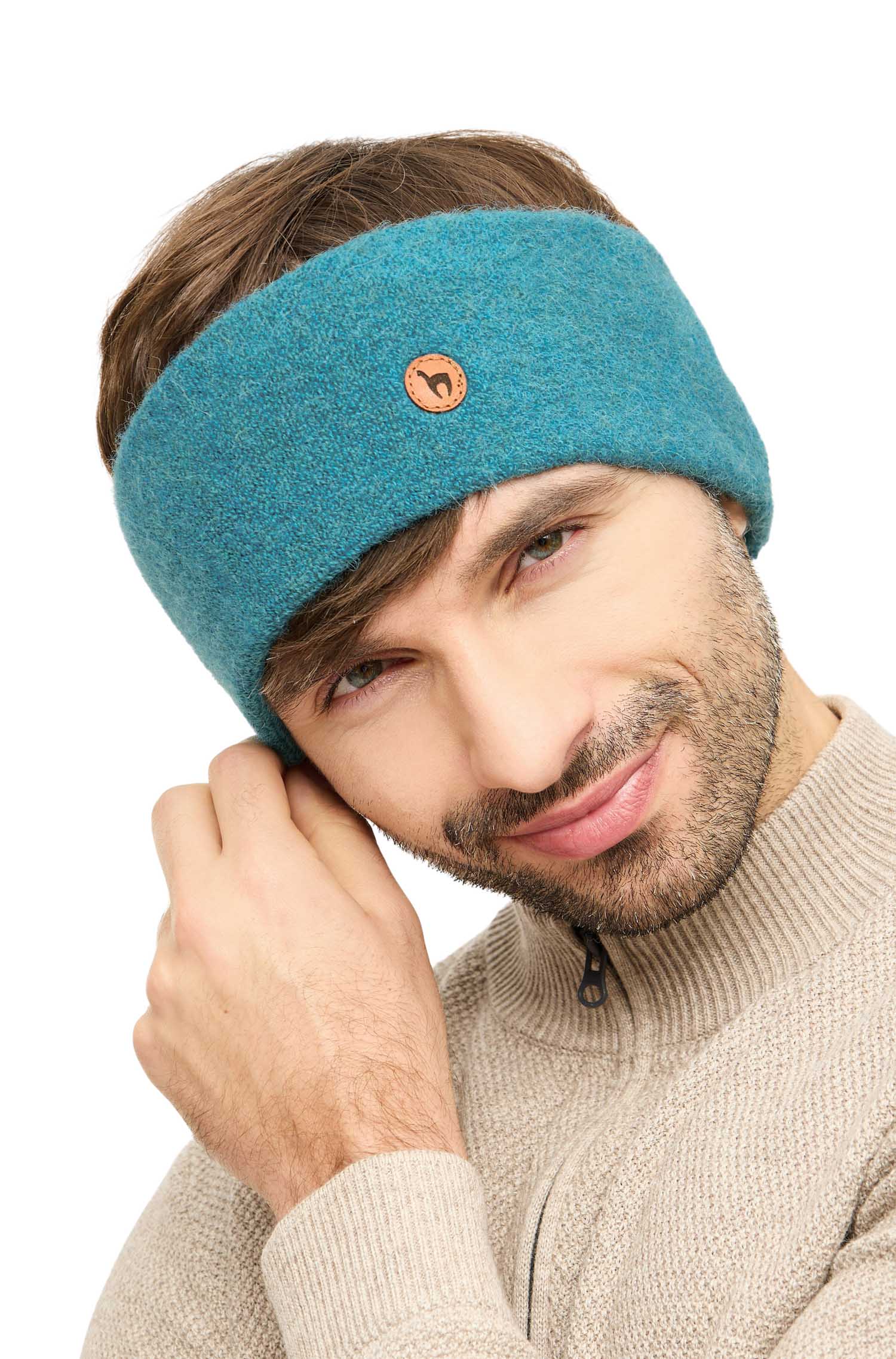Alpaka Stirnband STRETCH-türkis