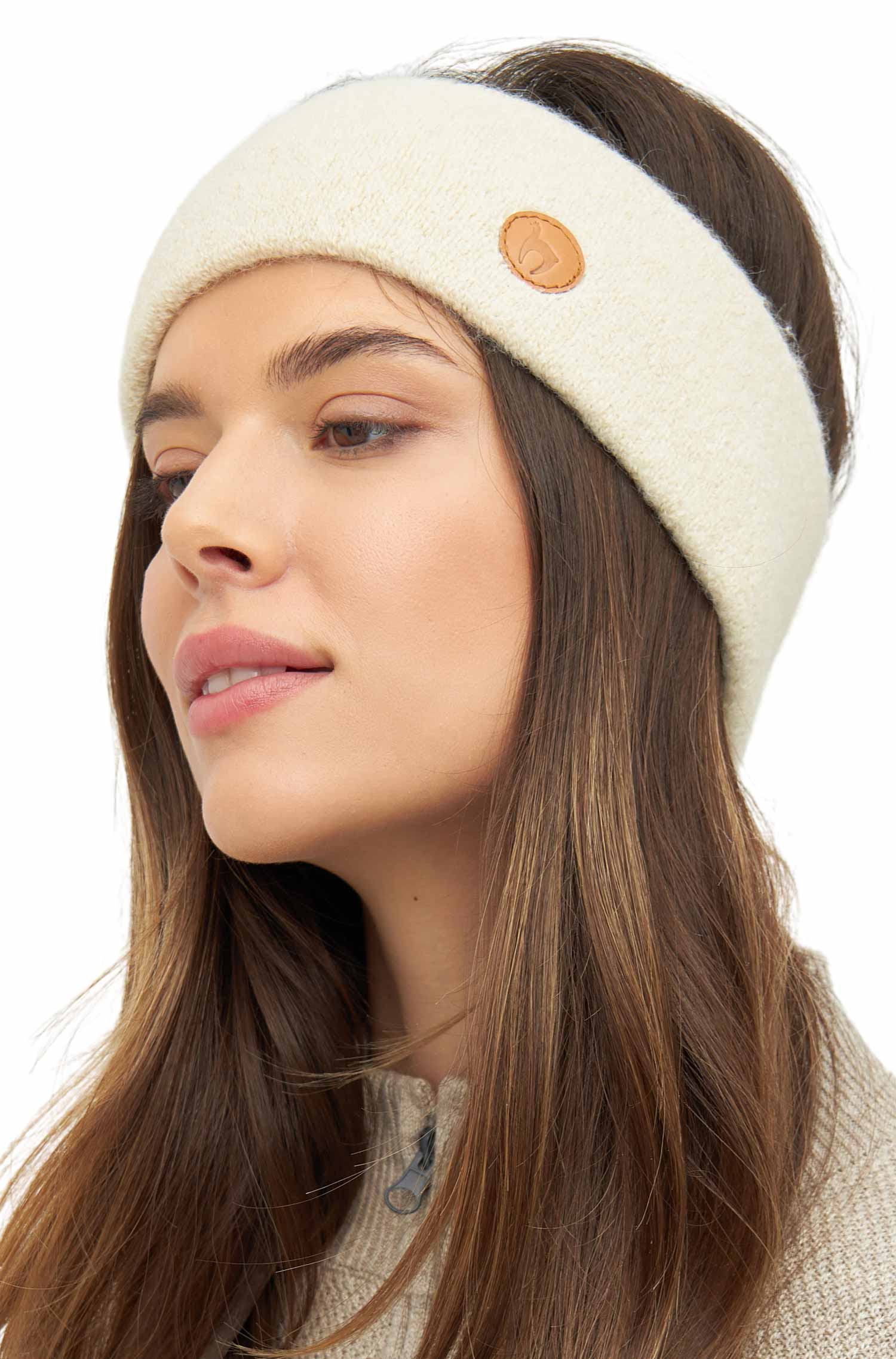 Alpaka Stirnband STRETCH-wollweiss