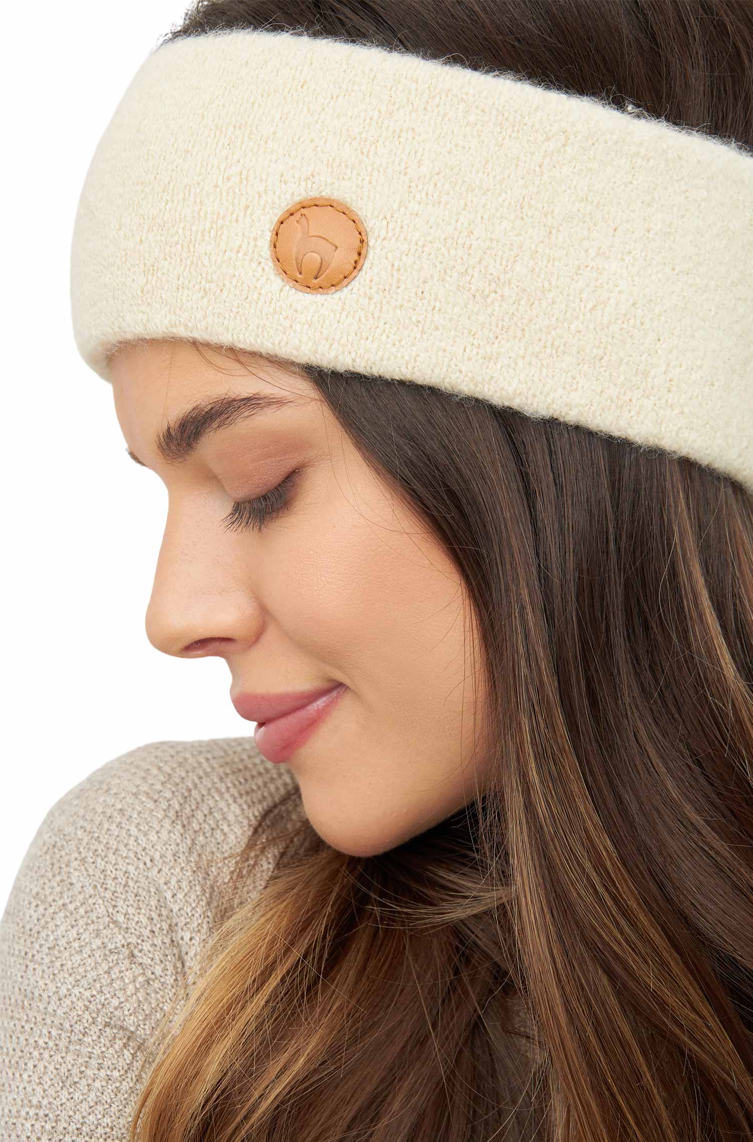 Alpaka Stirnband STRETCH-wollweiss