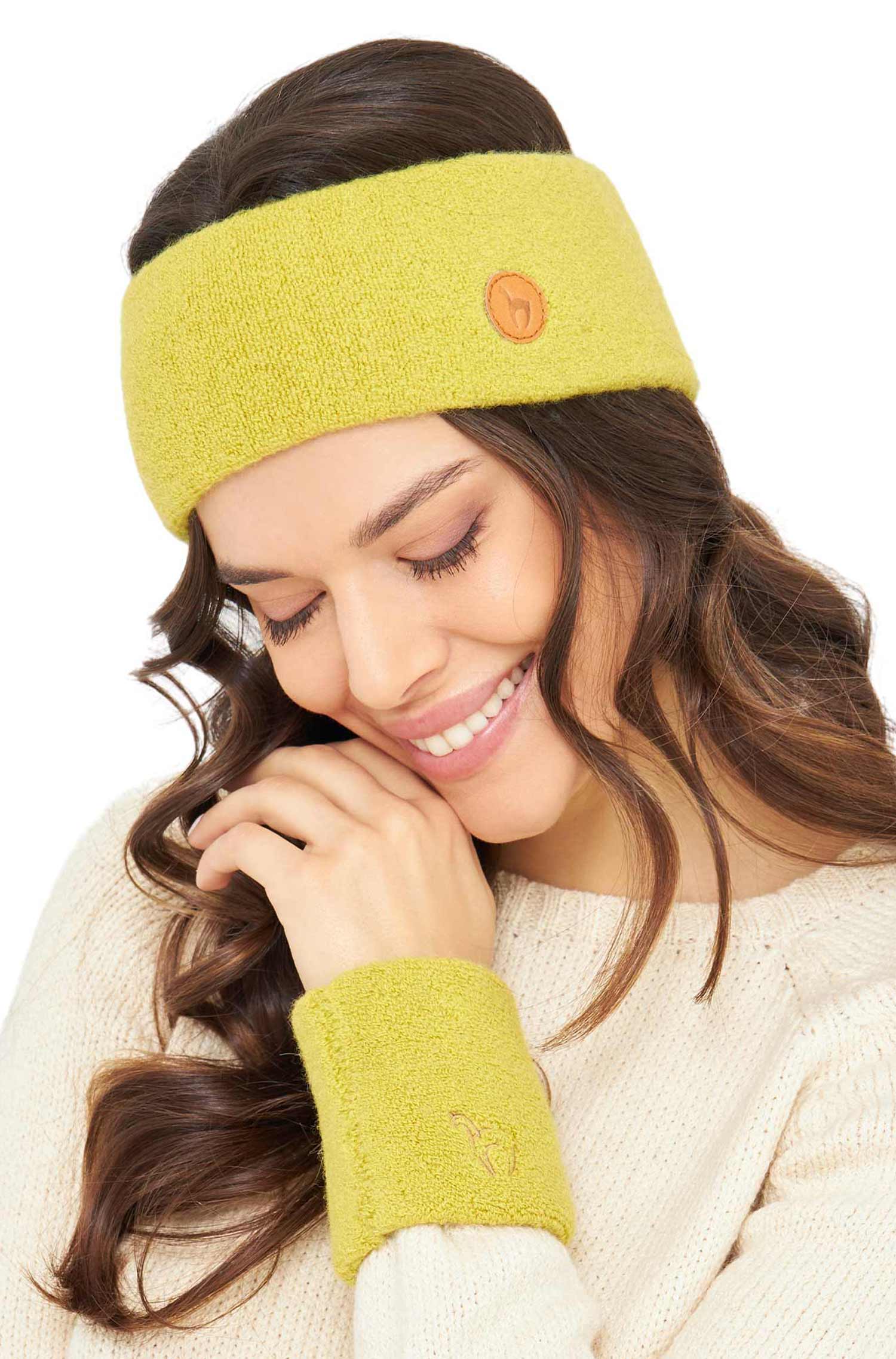 Alpaka Stirnband STRETCH-zitrone