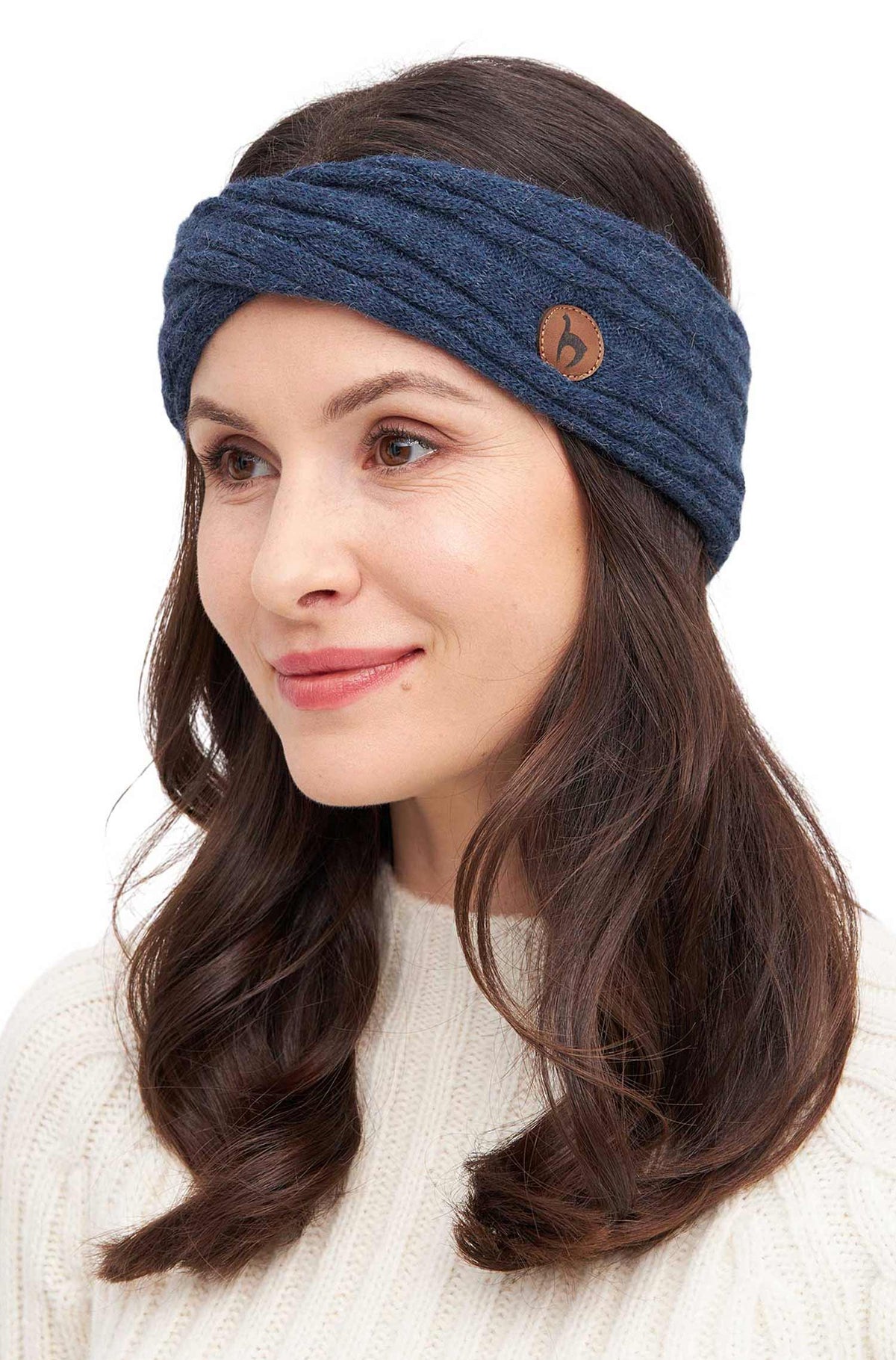 Alpaka Stirnband SUAVE Twist-blau
