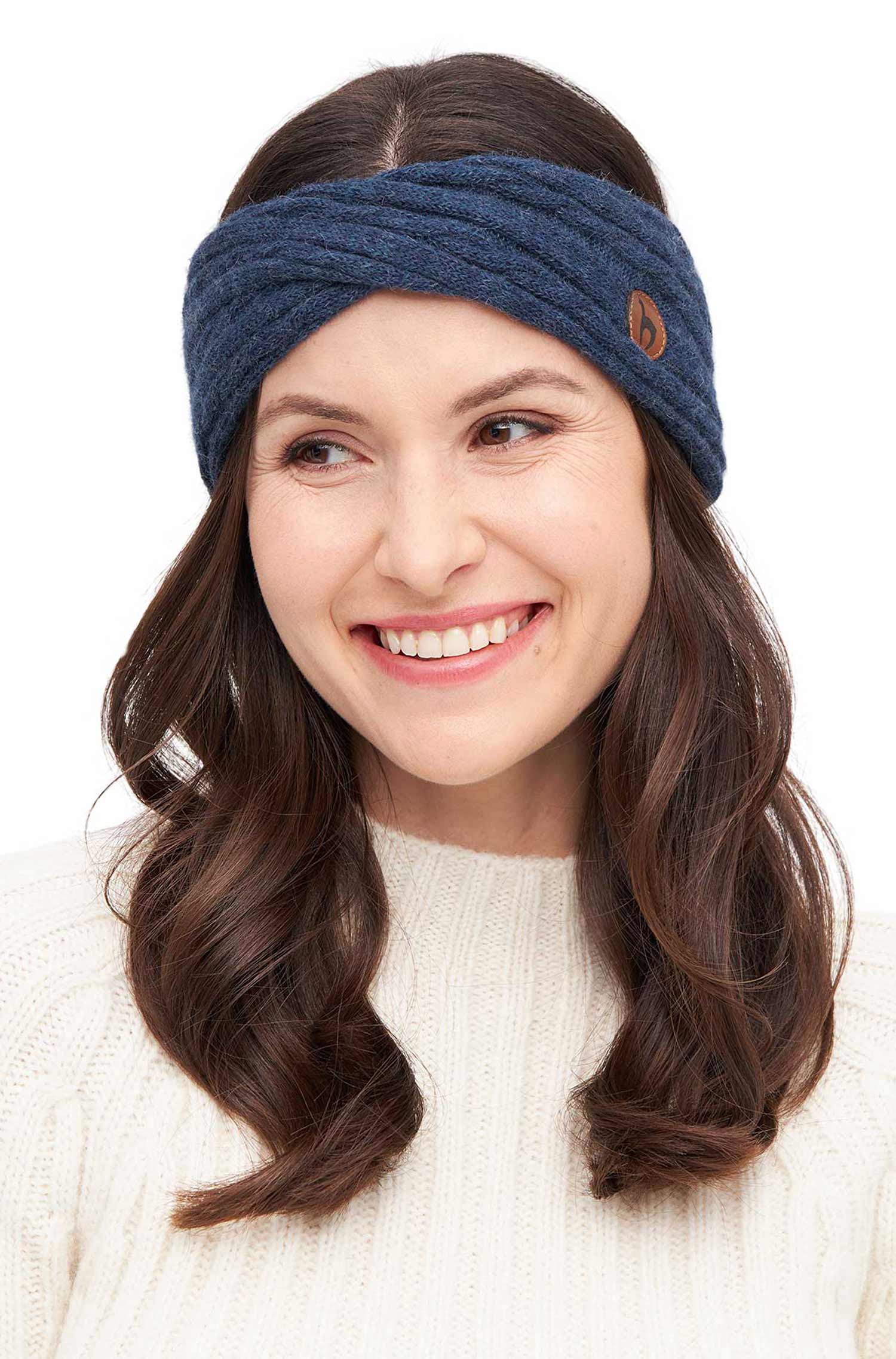Alpaka Stirnband SUAVE Twist-blau