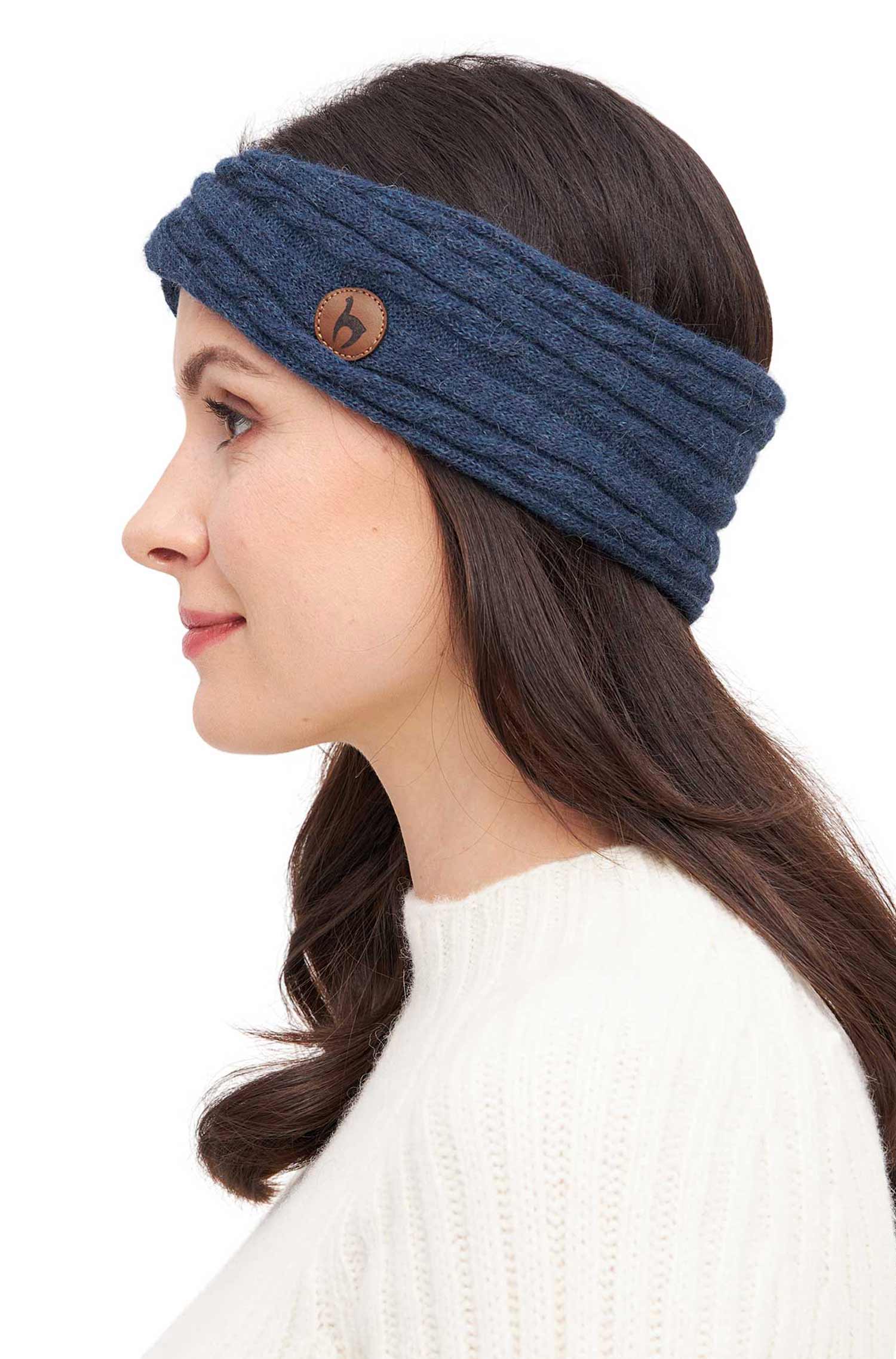 Alpaka Stirnband SUAVE Twist-blau