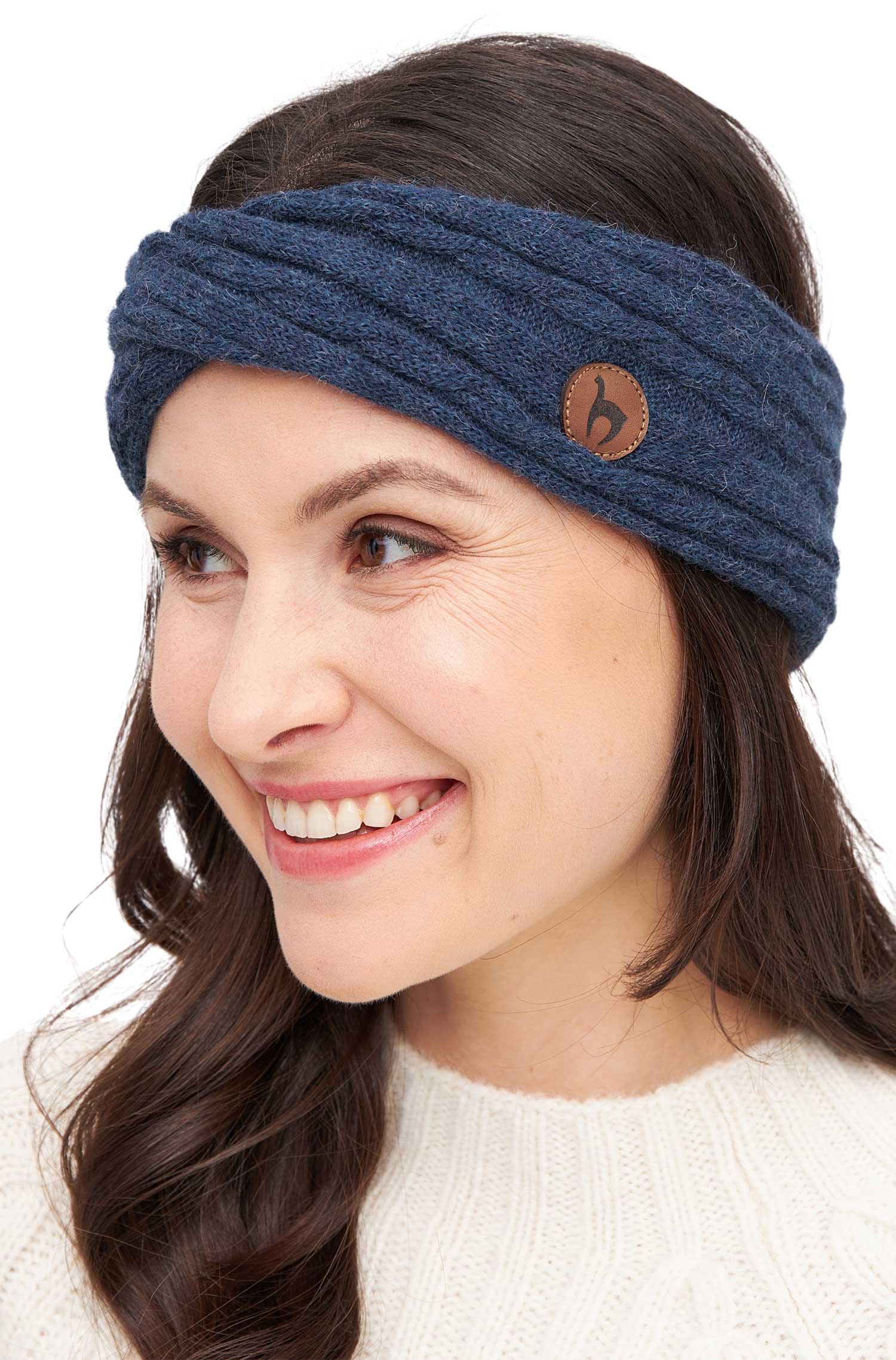 Alpaka Stirnband SUAVE Twist-blau
