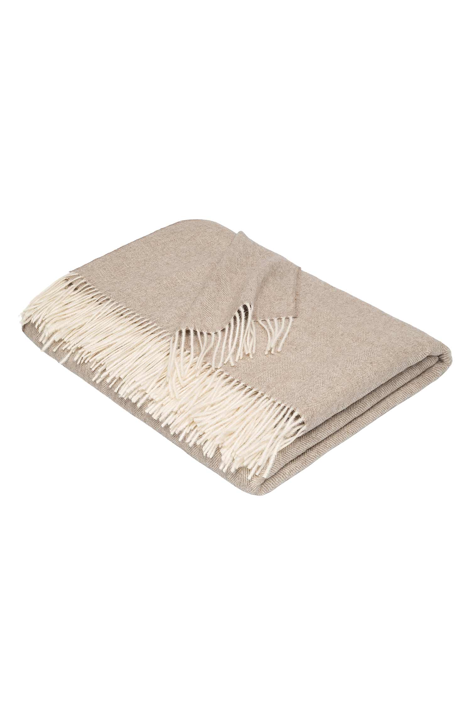 Alpaka Decke FISCHGRAT-beige/weiss