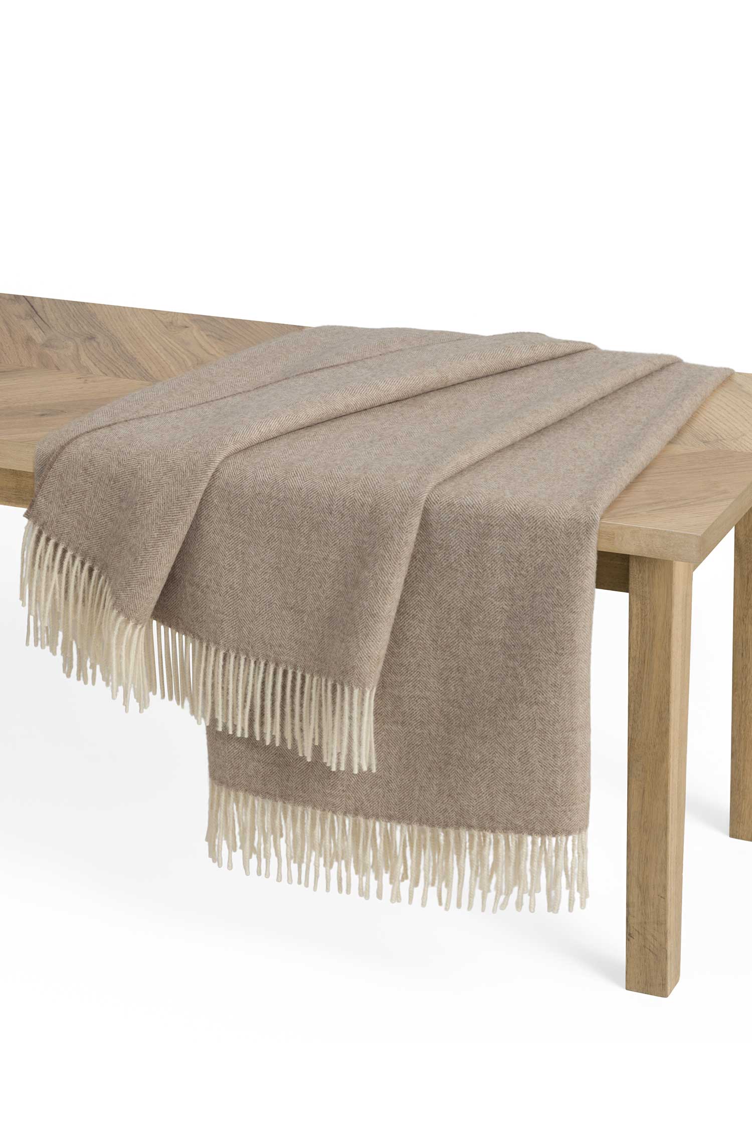 Alpaka Decke FISCHGRAT-beige/weiss