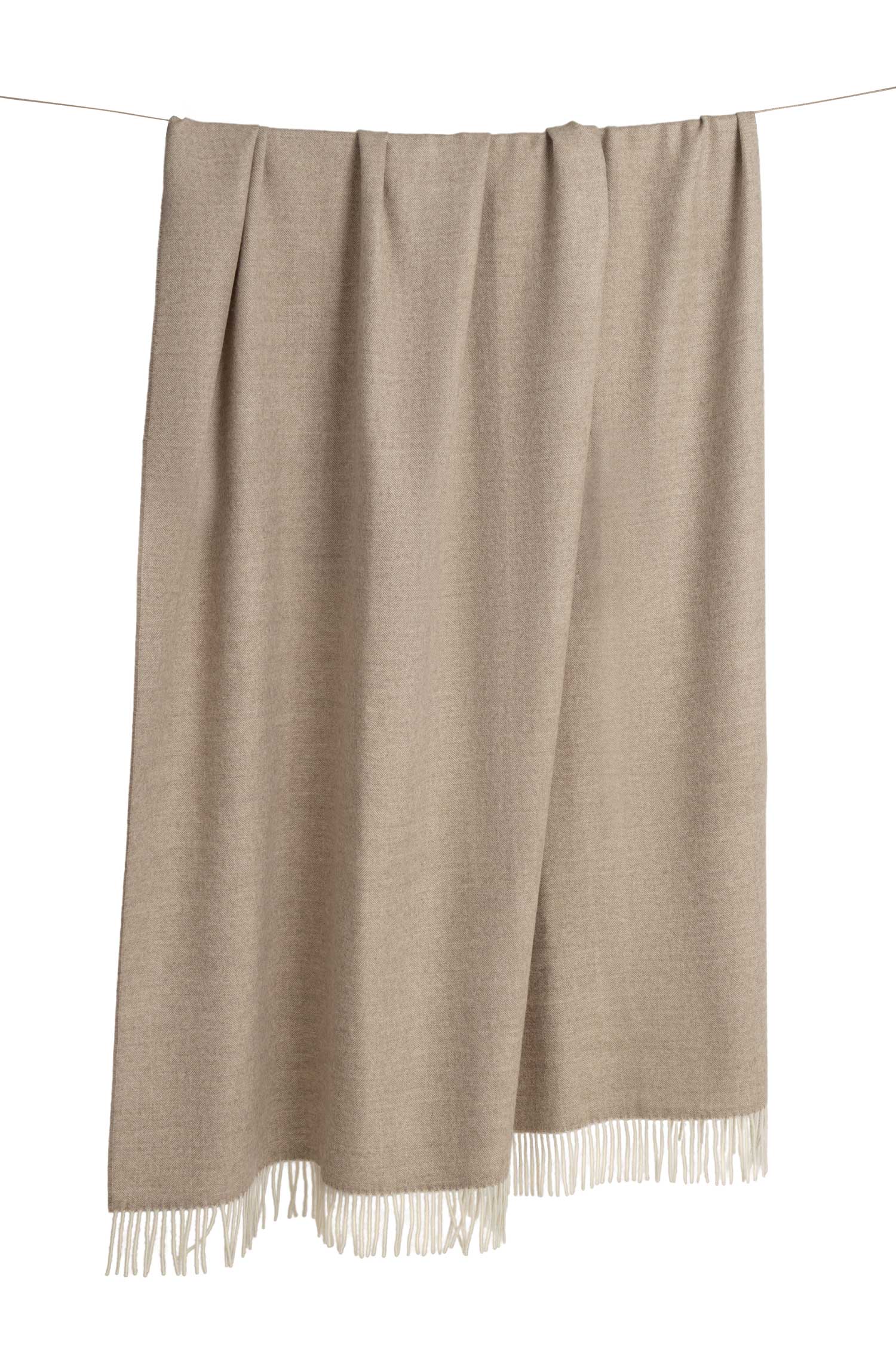 Alpaka Decke FISCHGRAT-beige/weiss