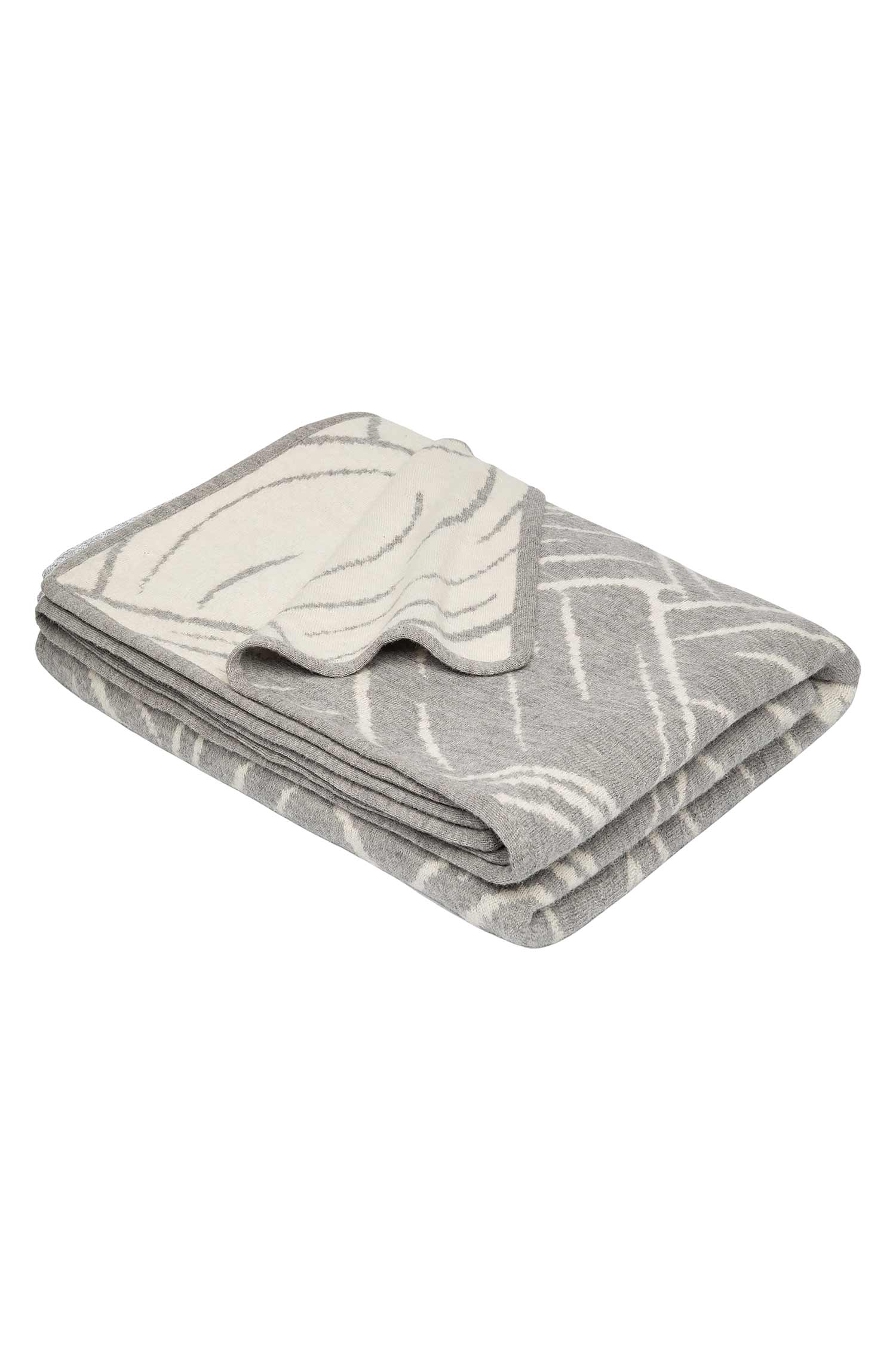 Alpaka Decke JACQUARD-grau/ecru