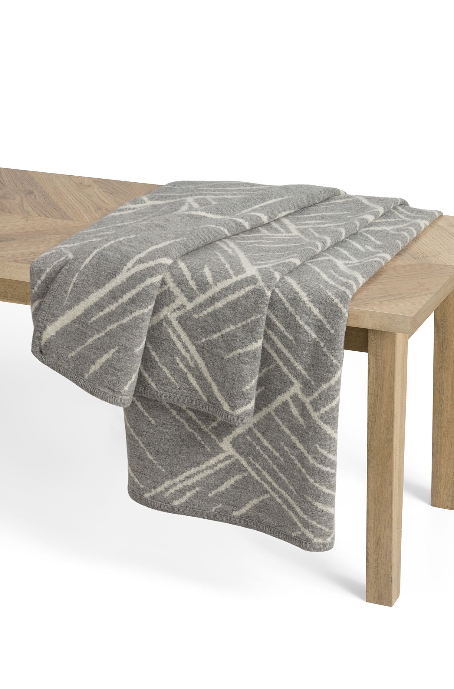 Alpaka Decke JACQUARD-grau/ecru