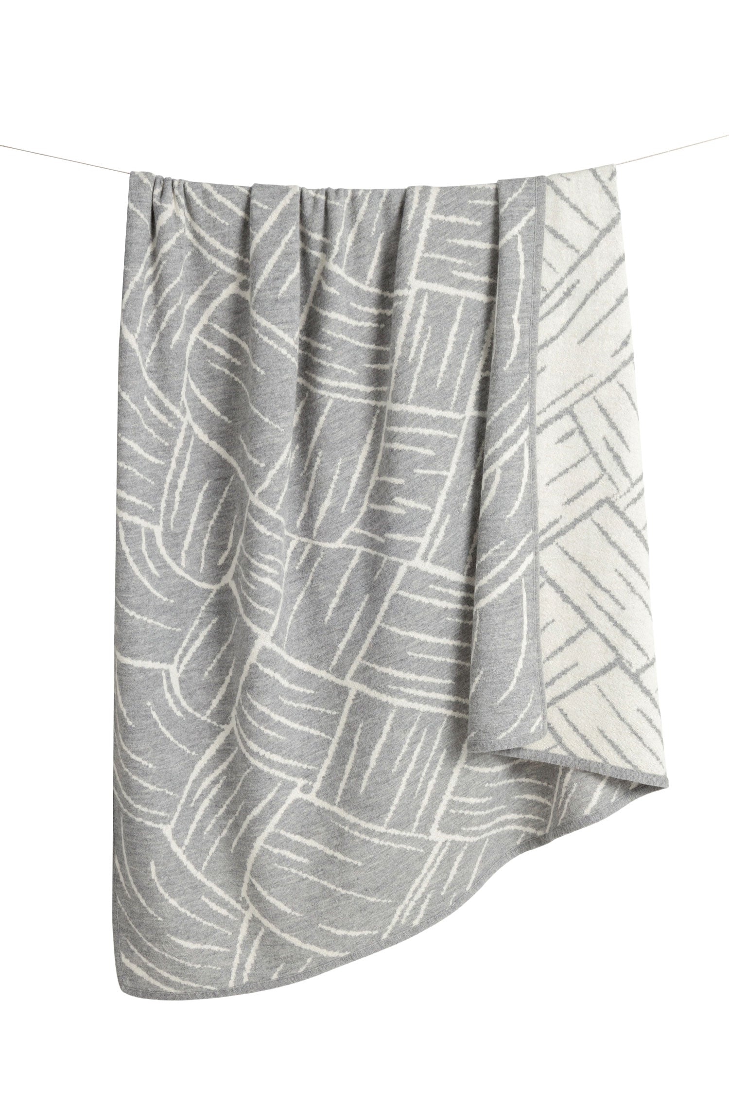 Alpaka Decke JACQUARD-grau/ecru