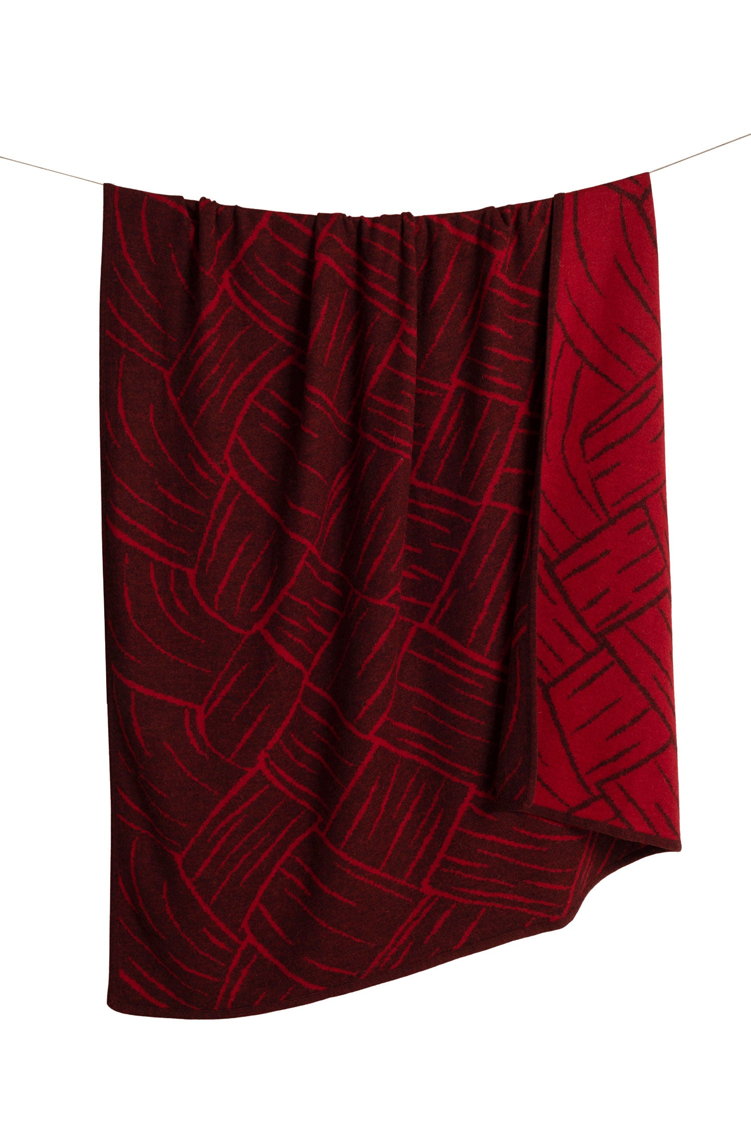 Alpaka Decke JACQUARD-rot/bordeaux