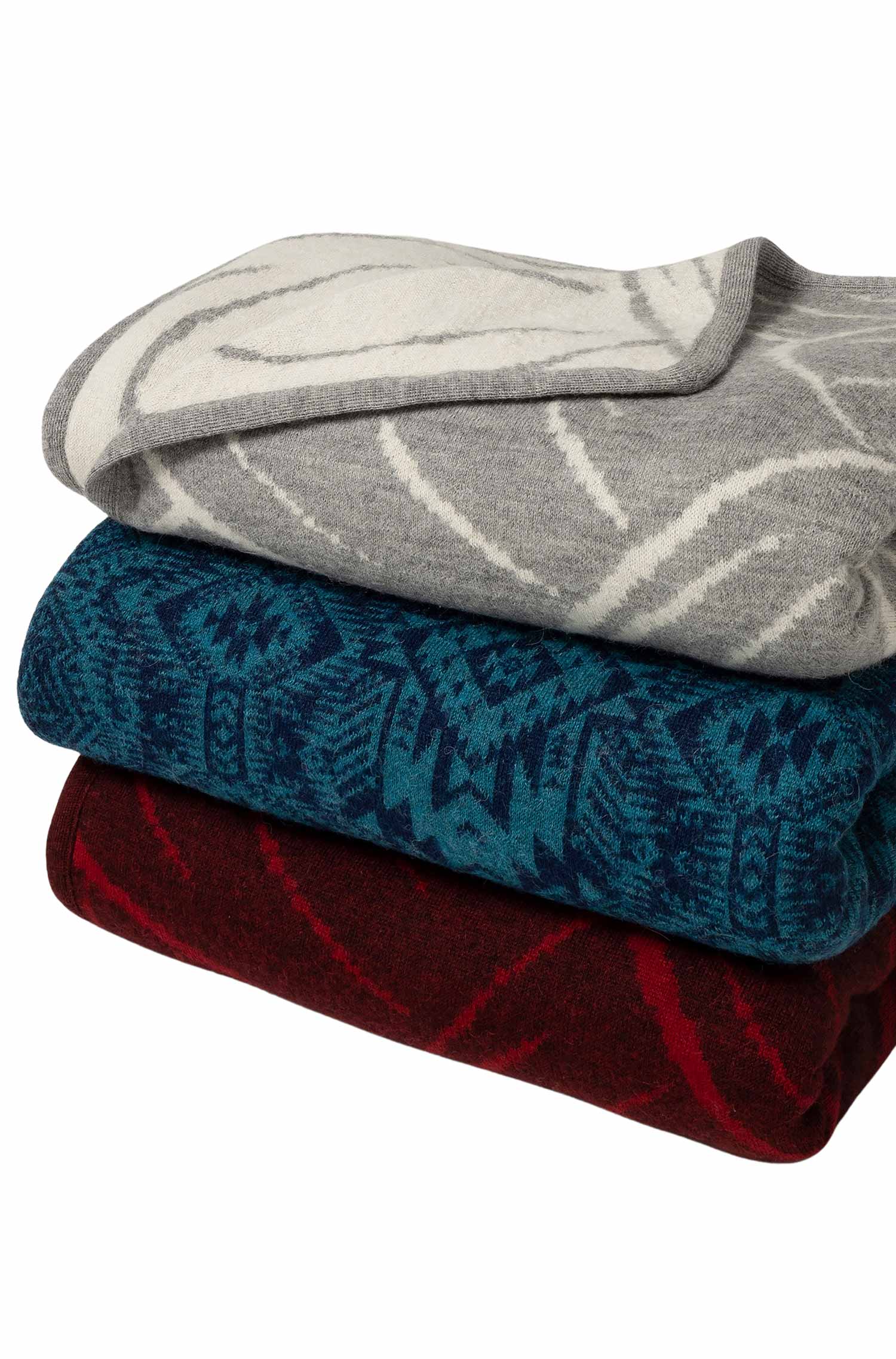 Alpaka Decke JACQUARD-rot/bordeaux