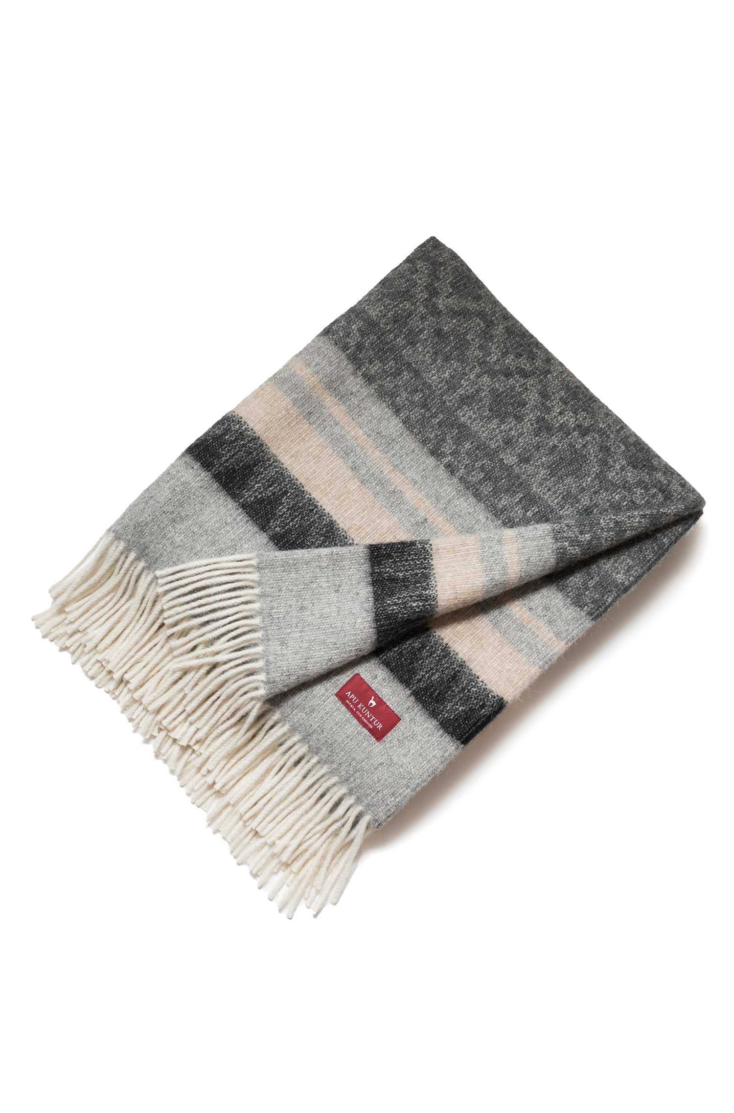 Alpaka Decke MUNDO-beige/grau
