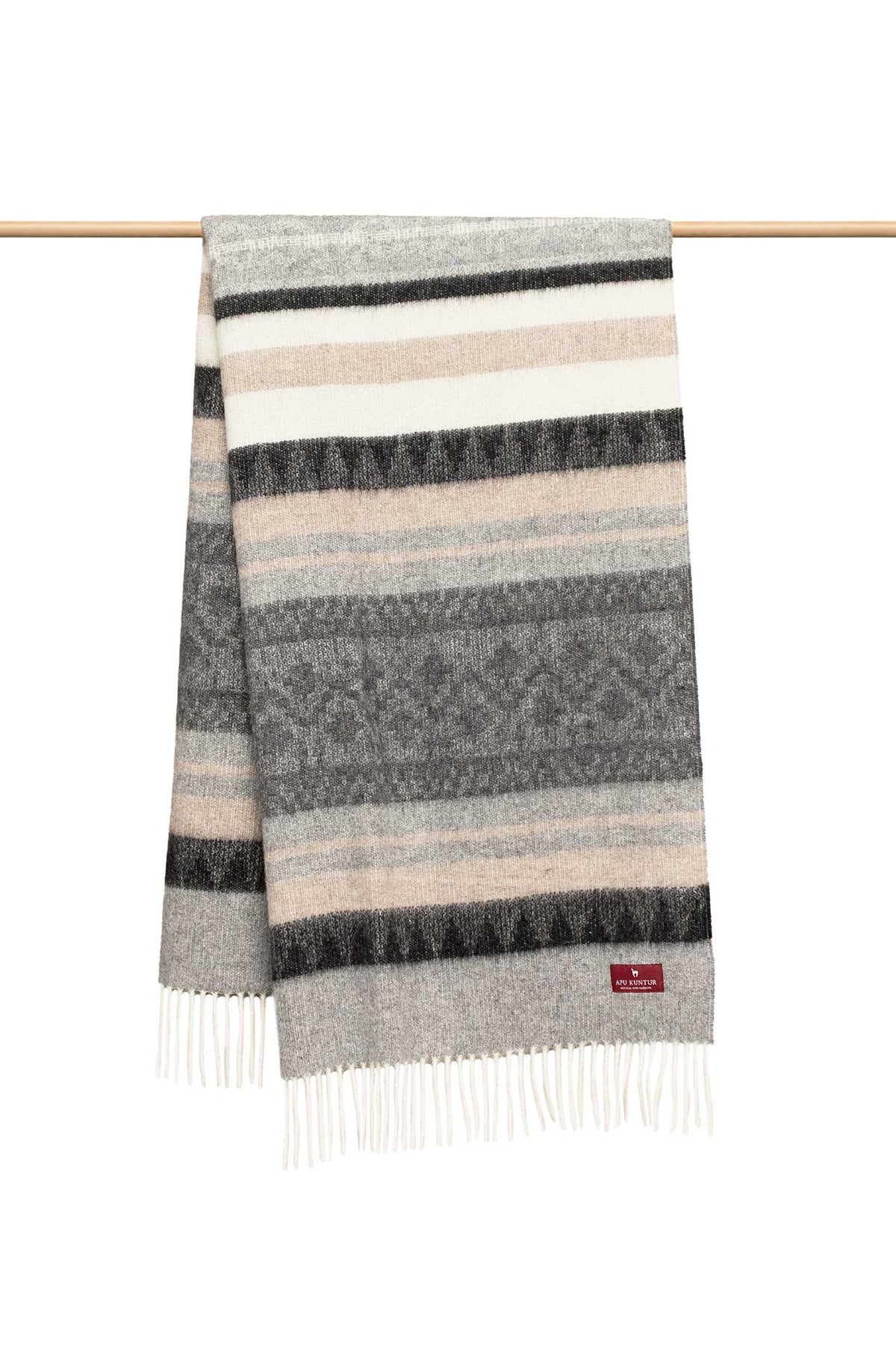 Alpaka Decke MUNDO-beige/grau
